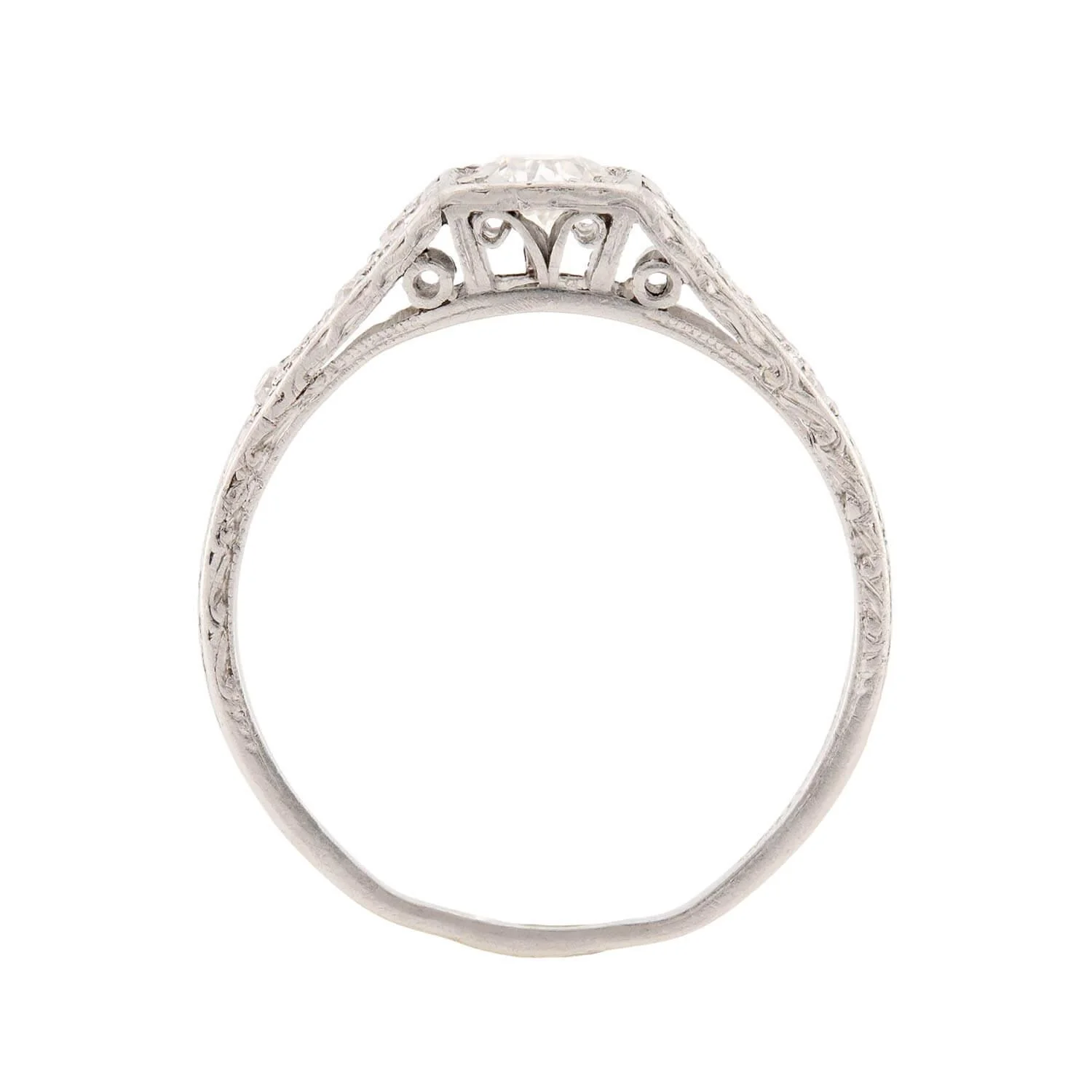 TIFFANY & CO Art Deco Platinum Diamond Ring - Image 4