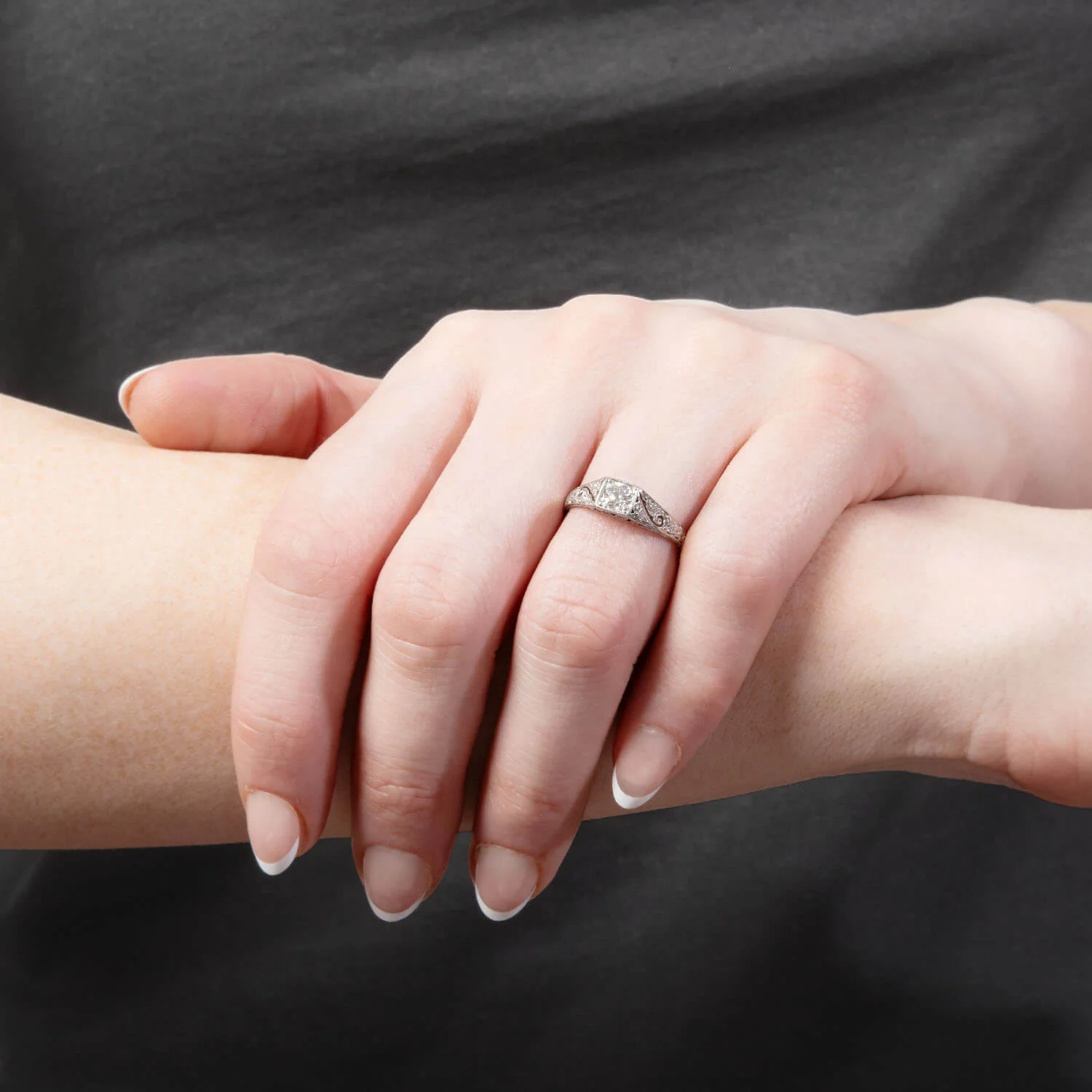 TIFFANY & CO Art Deco Platinum Diamond Ring - Image 7