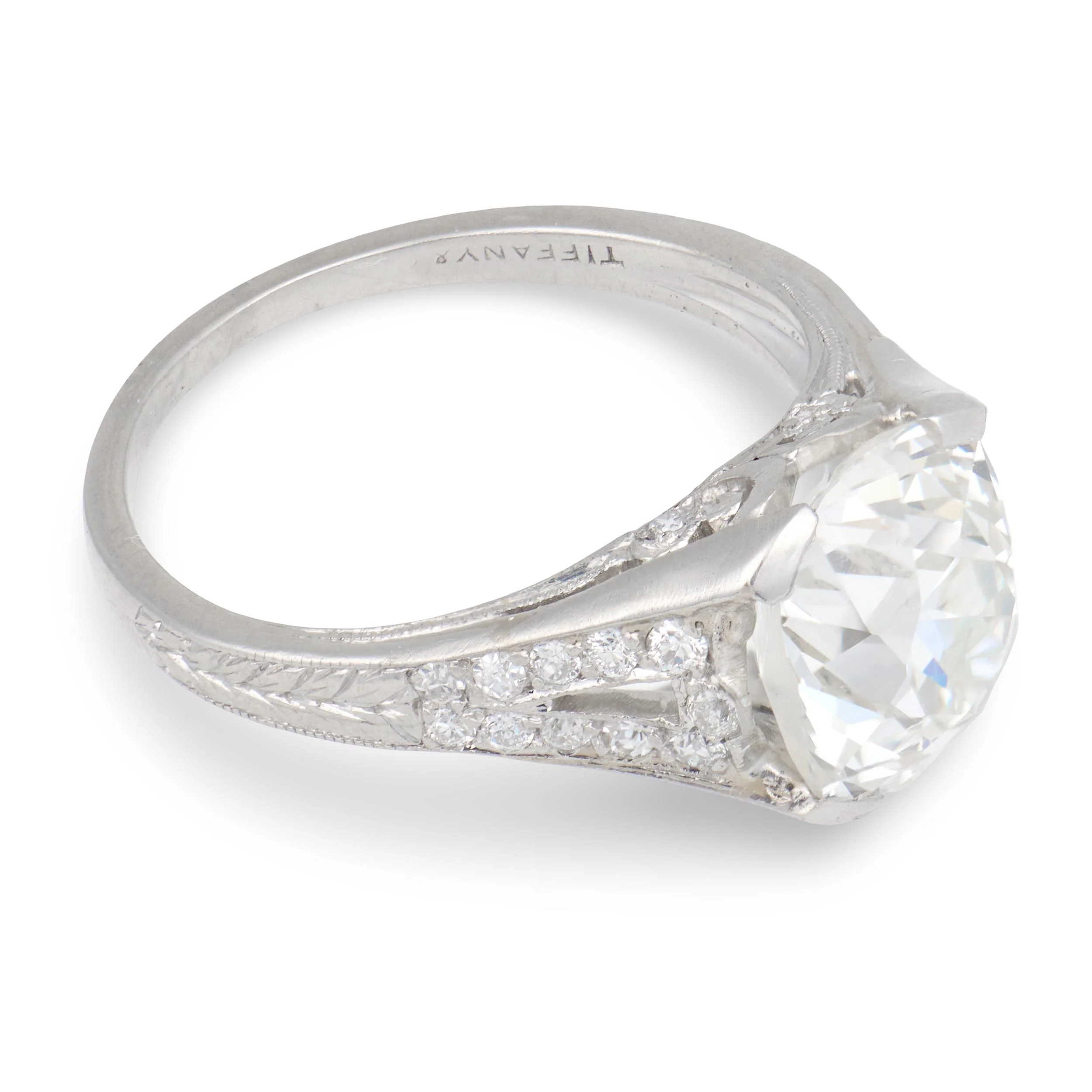 TIFFANY & CO. Art Deco Platinum GIA Diamond Engagement Ring 3.03ct - Image 3