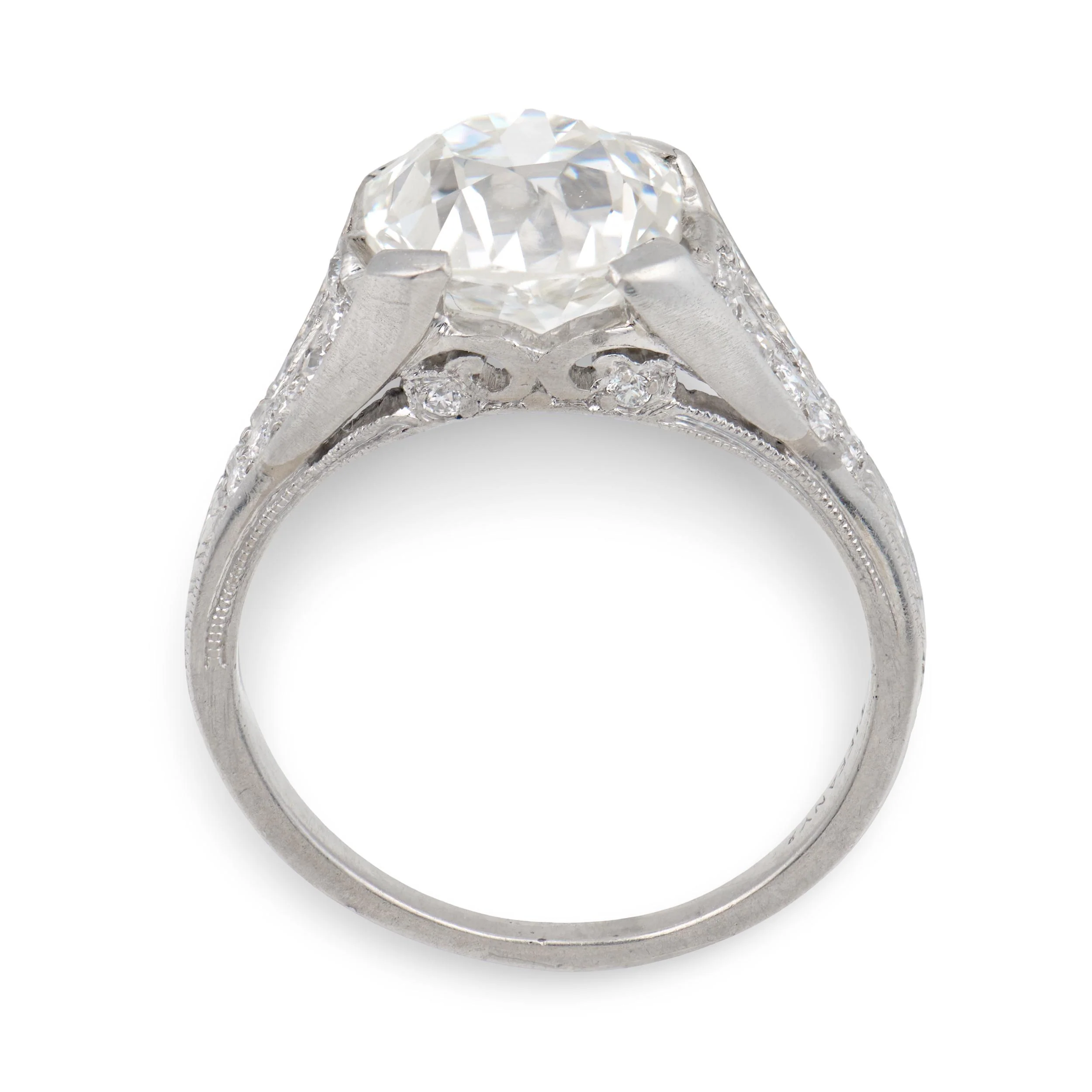 TIFFANY & CO. Art Deco Platinum GIA Diamond Engagement Ring 3.03ct - Image 4