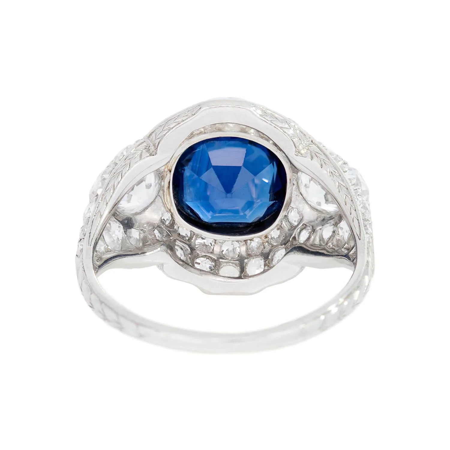 TIFFANY & Co. Art Deco Platinum Sapphire and Diamond Statement Ring - Image 5