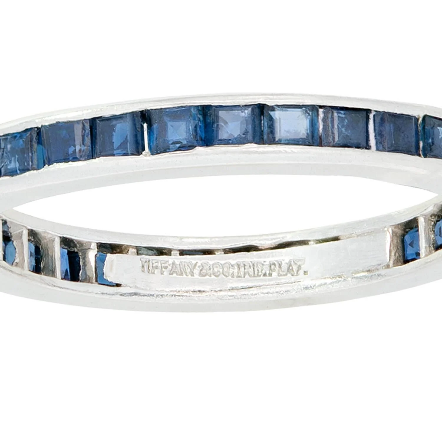TIFFANY & CO Art Deco Platinum Sapphire Eternity Band - Image 4
