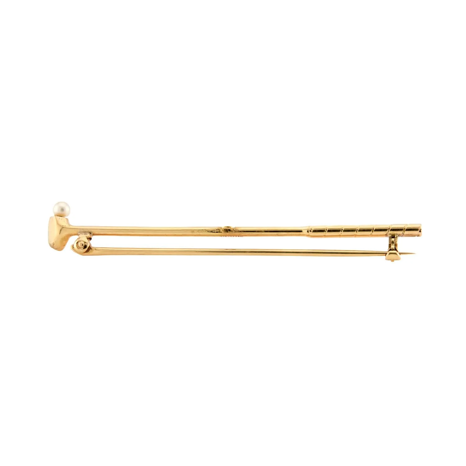 TIFFANY & CO. Edwardian 14K Pearl Golf Club Bar Pin - Image 2
