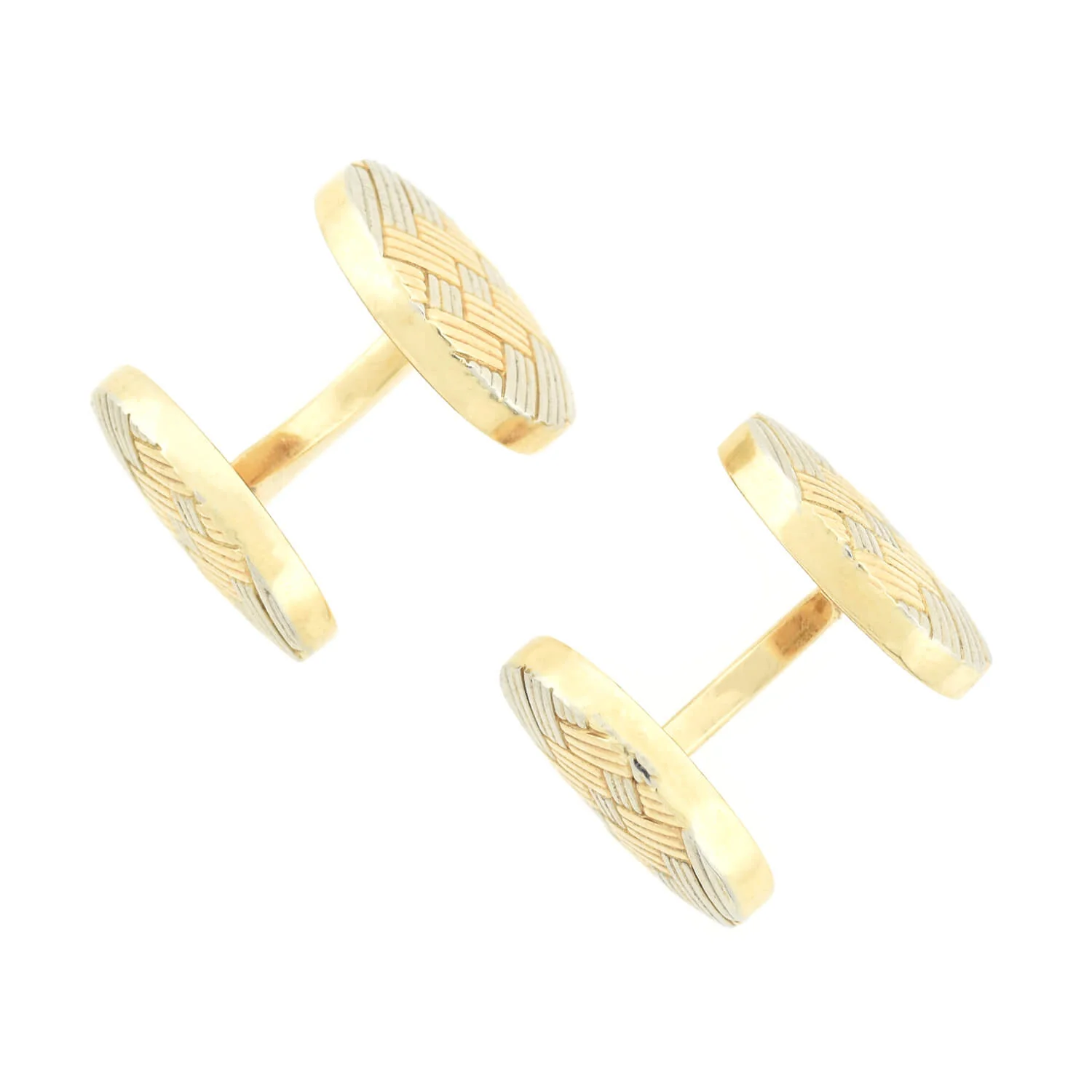 TIFFANY & CO. Estate 14kt Two-Tone Woven Cufflinks - Image 2
