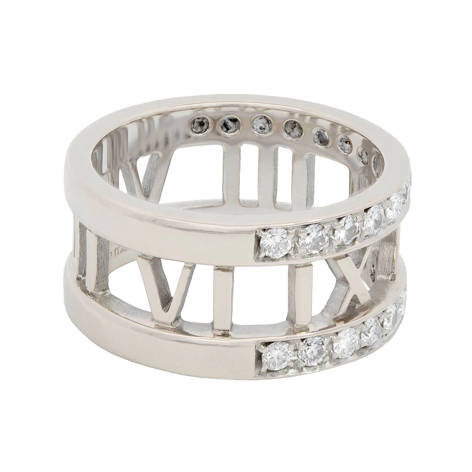 TIFFANY & CO. Estate 18k White Gold Diamond Open Atlas Ring - Image 4