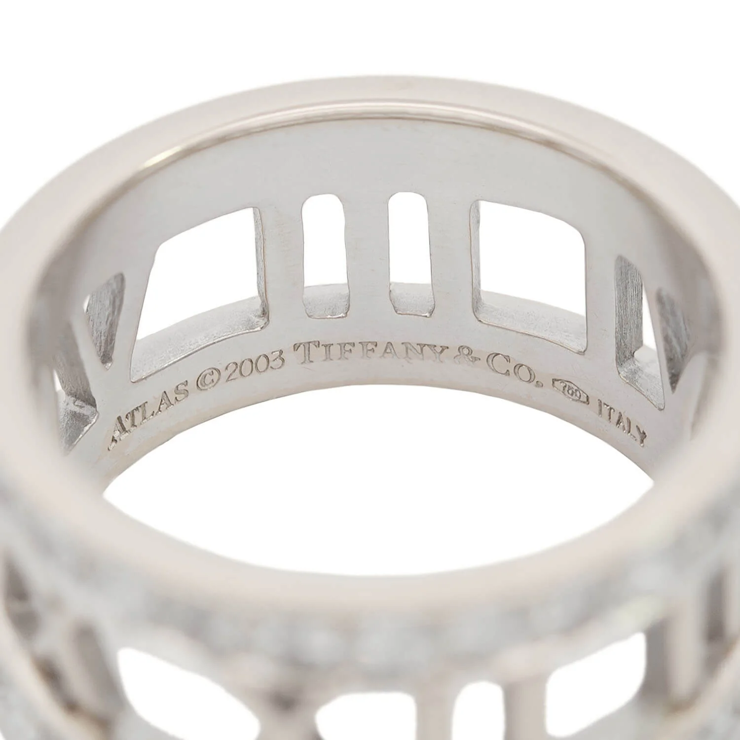 TIFFANY & CO. Estate 18k White Gold Diamond Open Atlas Ring - Image 6