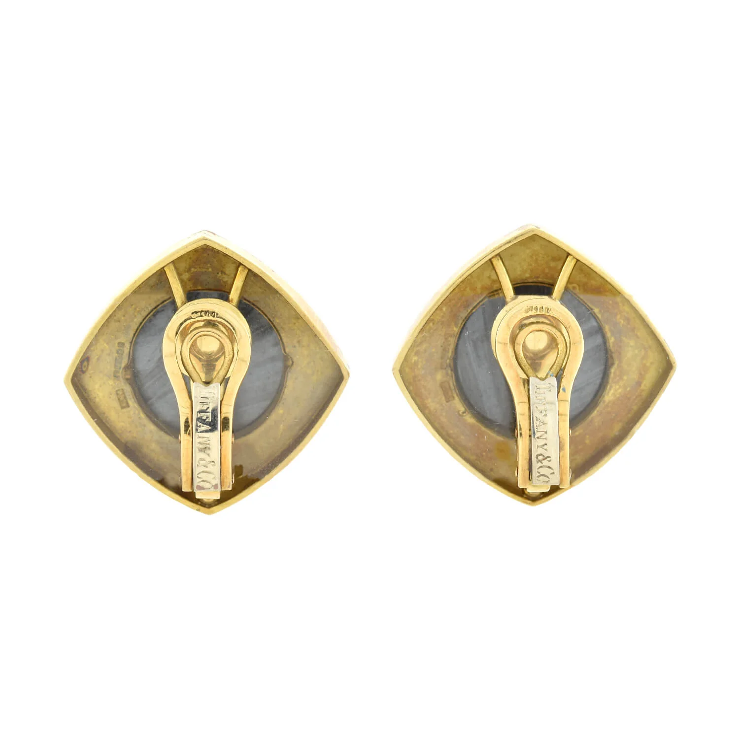 TIFFANY & CO. Estate 18kt Red Enamel + Hematite Clip-On Earrings - Image 5