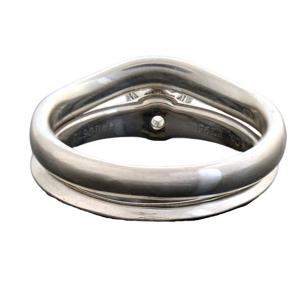 TIFFANY & Co. Estate Platinum Diamond Engagement Ring Set 0.73ct - Image 7