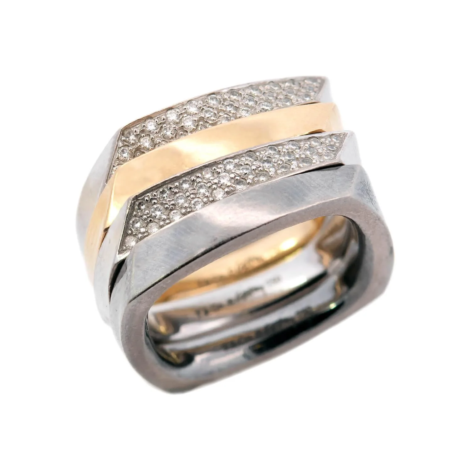 FRANK GEHRY for TIFFANY & CO. Estate 18k Diamond Torque Ring Set
