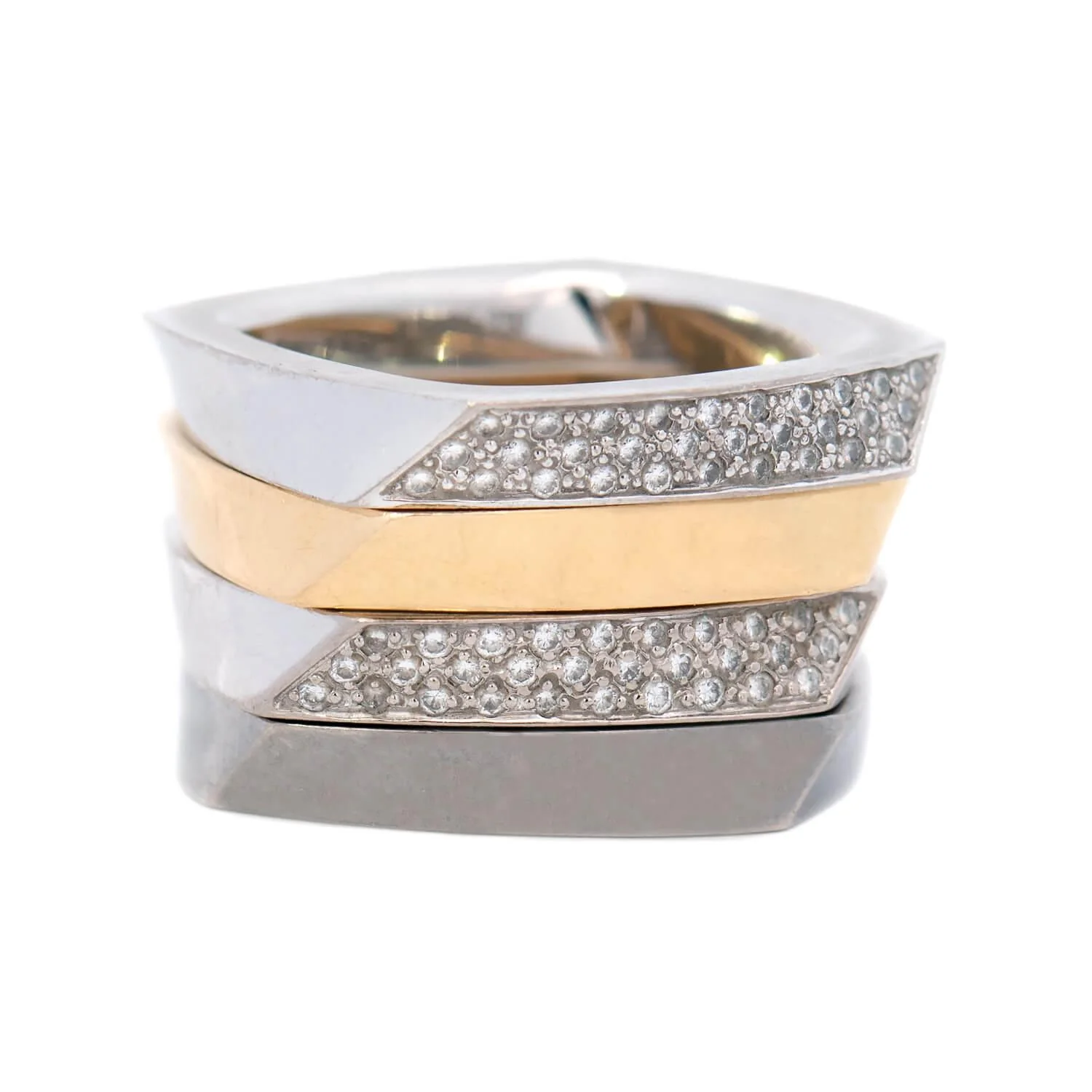 FRANK GEHRY for TIFFANY & CO. Estate 18k Diamond Torque Ring Set - Image 2