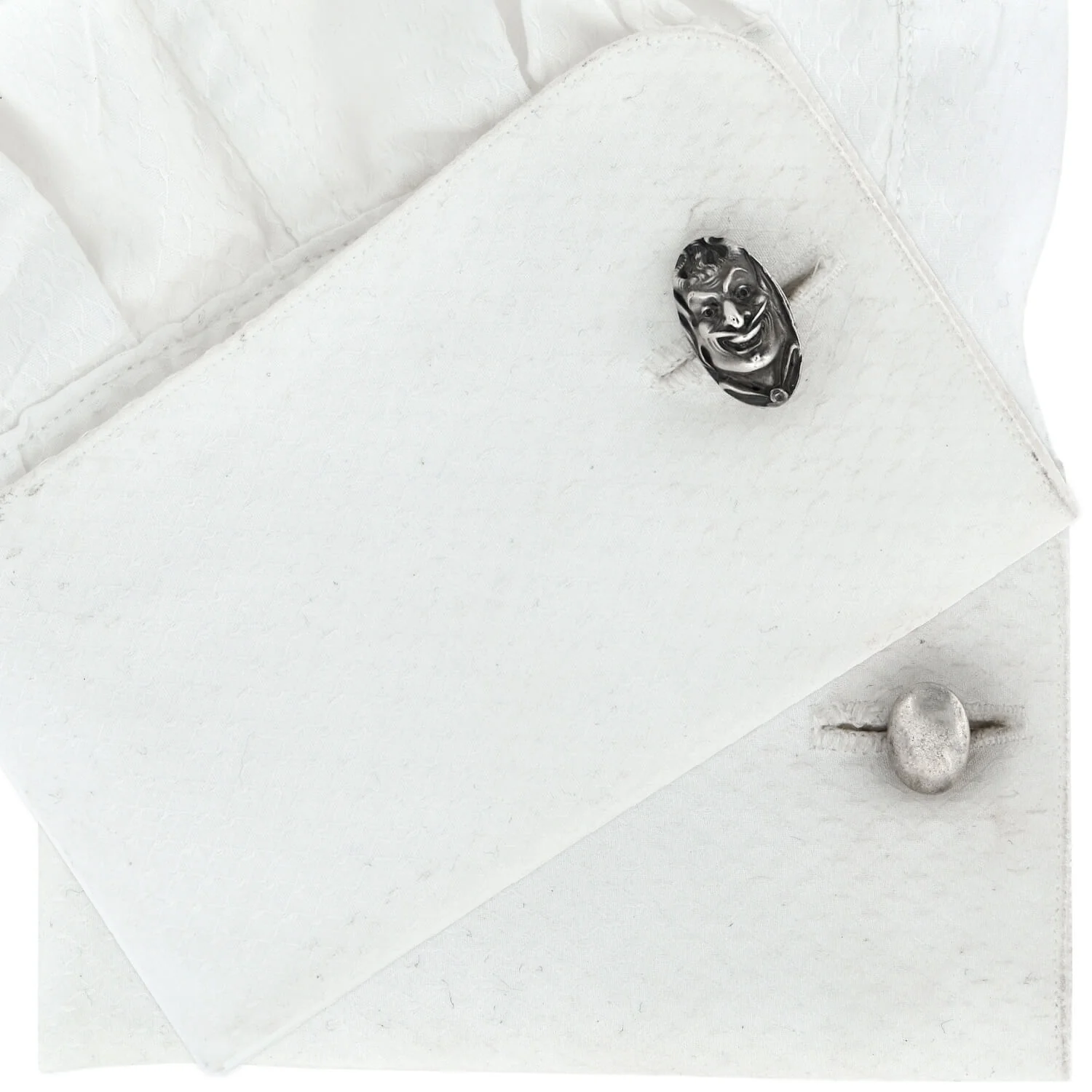 UNGER BROS. Art Nouveau Sterling Repousse Devil Face Figural Cufflinks - Image 8