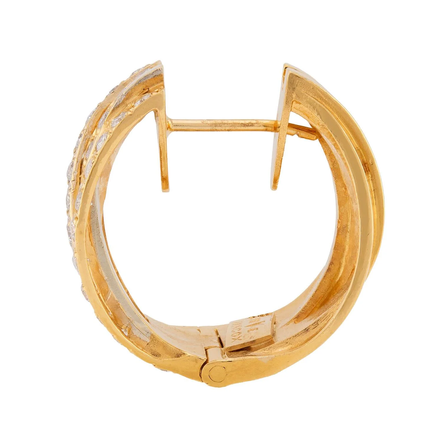 VANCOX Estate 18k Diamond Hoop Earrings - Image 2