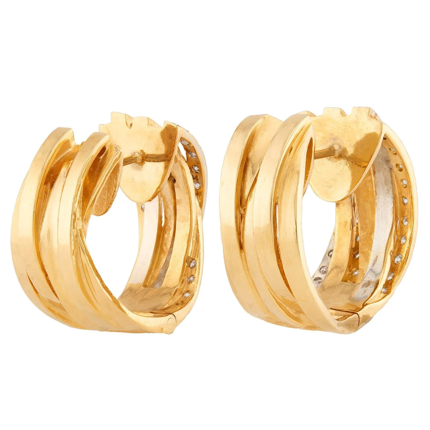 VANCOX Estate 18k Diamond Hoop Earrings - Image 3