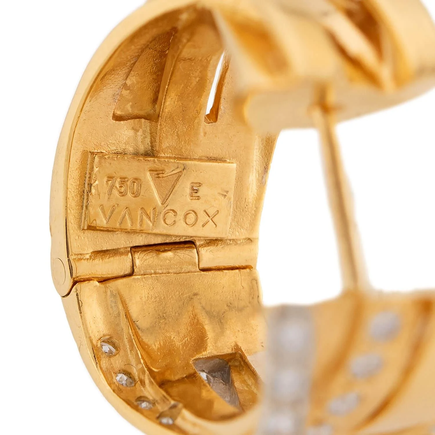 VANCOX Estate 18k Diamond Hoop Earrings - Image 4