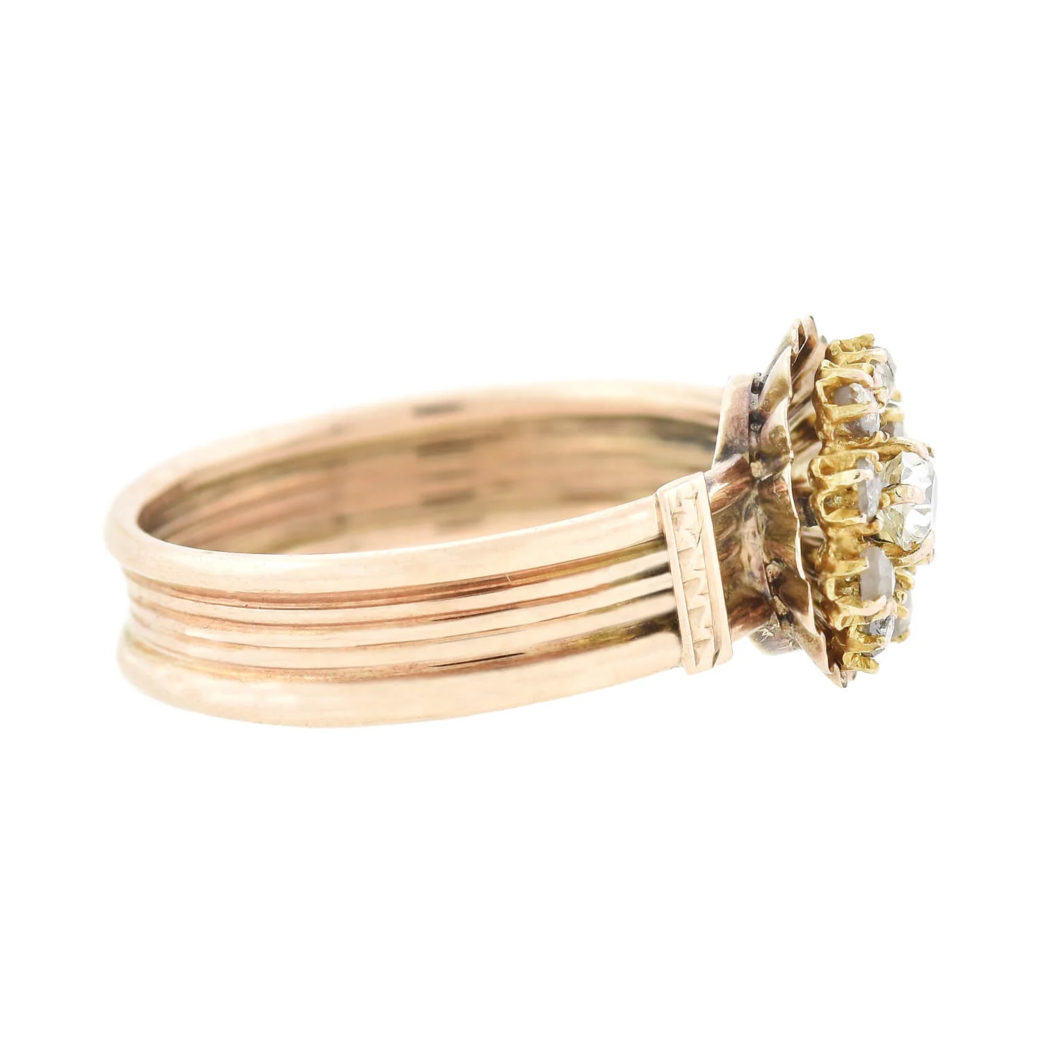 Victorian 10kt/14kt + Diamond Flower Ring - Image 2