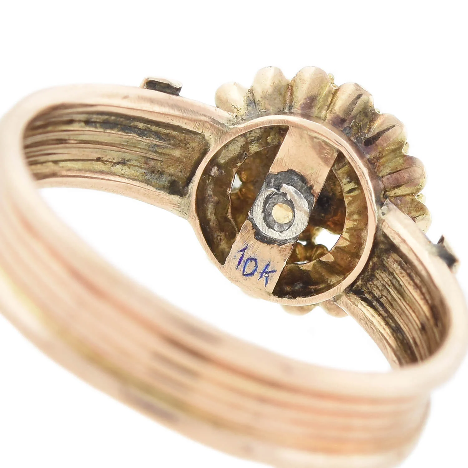 Victorian 10kt/14kt + Diamond Flower Ring - Image 5