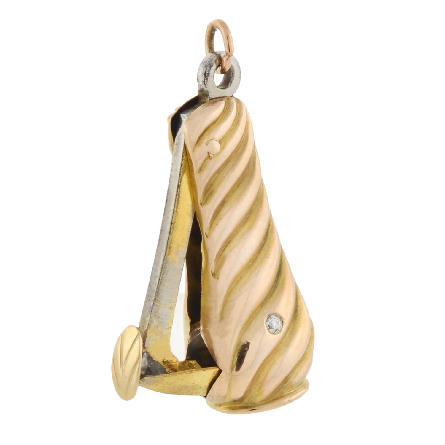 Victorian 10kt Textured Cigar Cutter Fob Pendant - Image 2