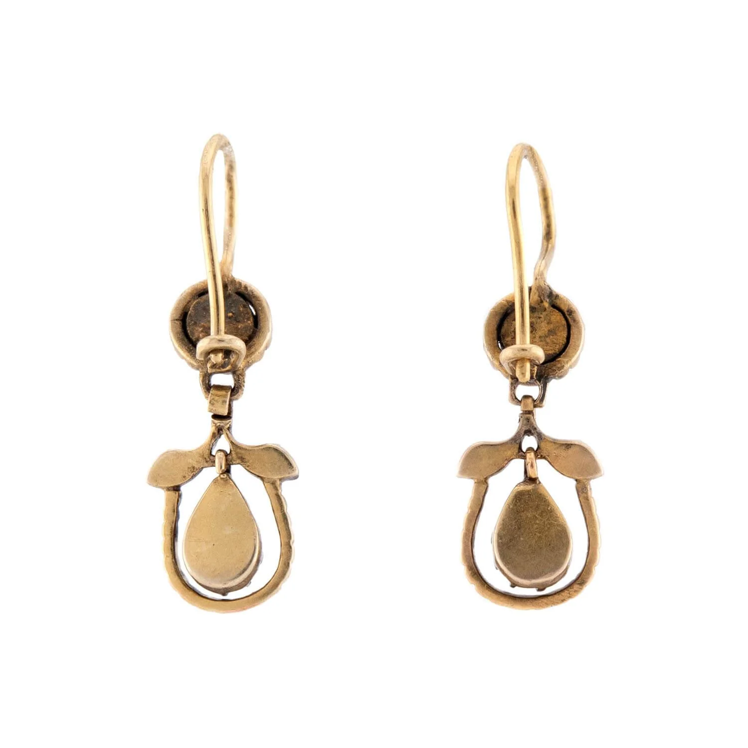 Victorian 12k Diamond Foliage-Motif Dangle Earrings - Image 3