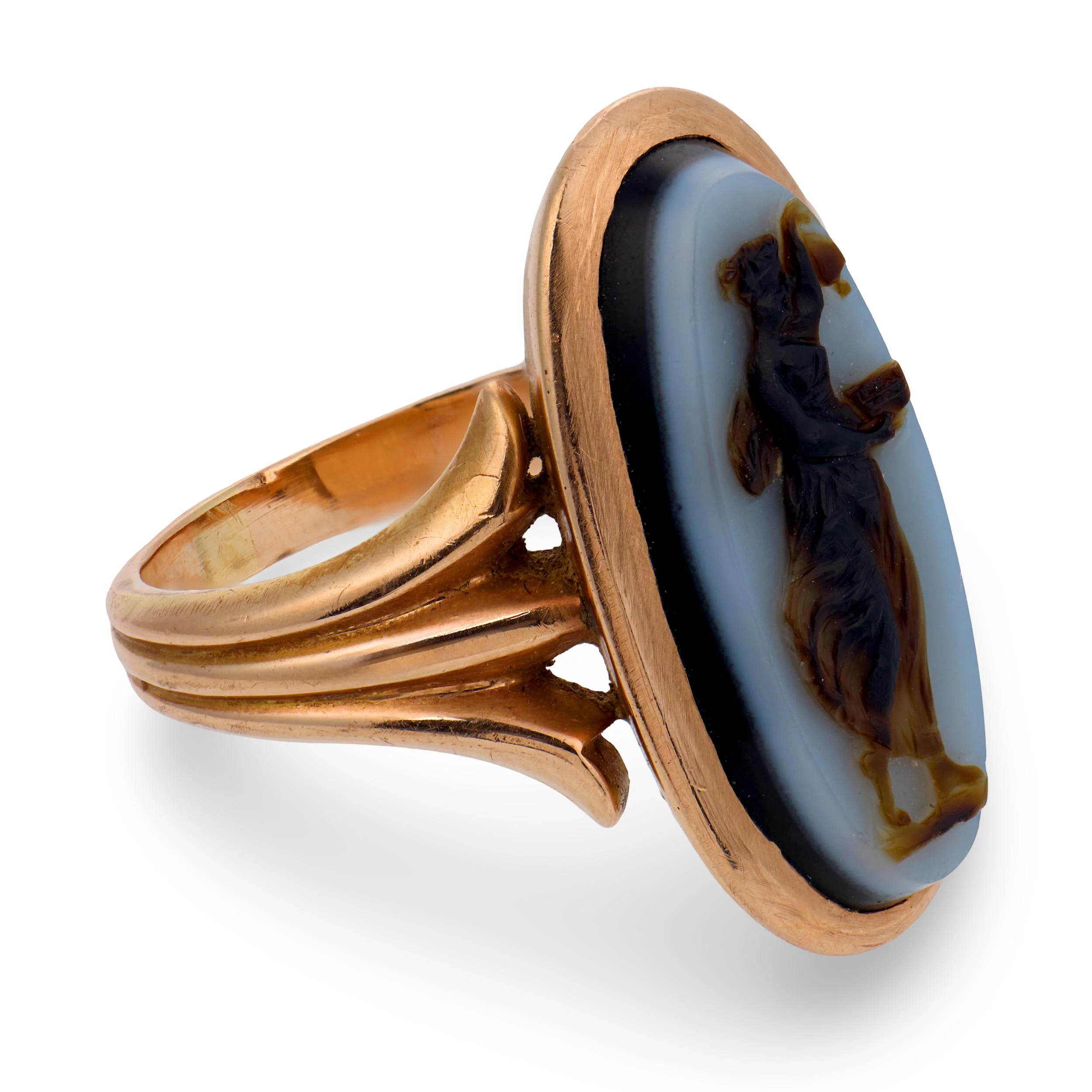 Victorian 14k Agate Cameo Ring - Image 3