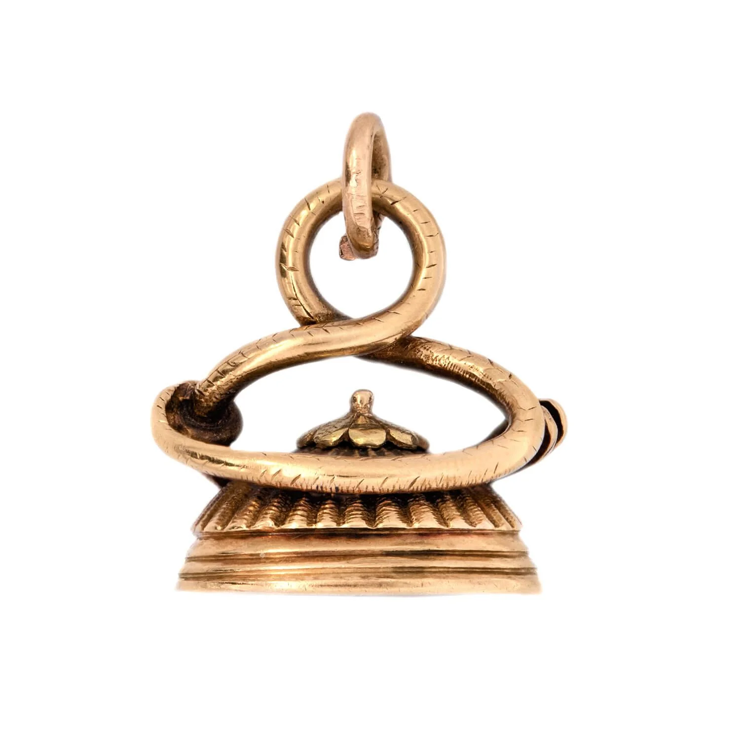 Victorian 14k Agate Snake Motif Fob - Image 4