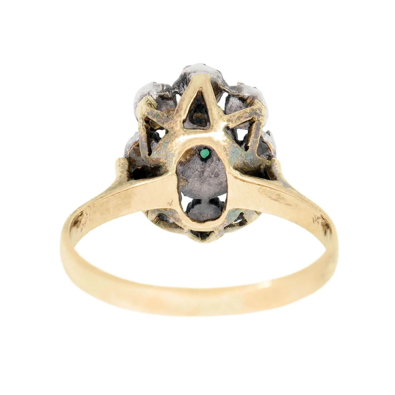 Victorian 14k and Sterling Silver Emerald and Diamond Ring - Image 5