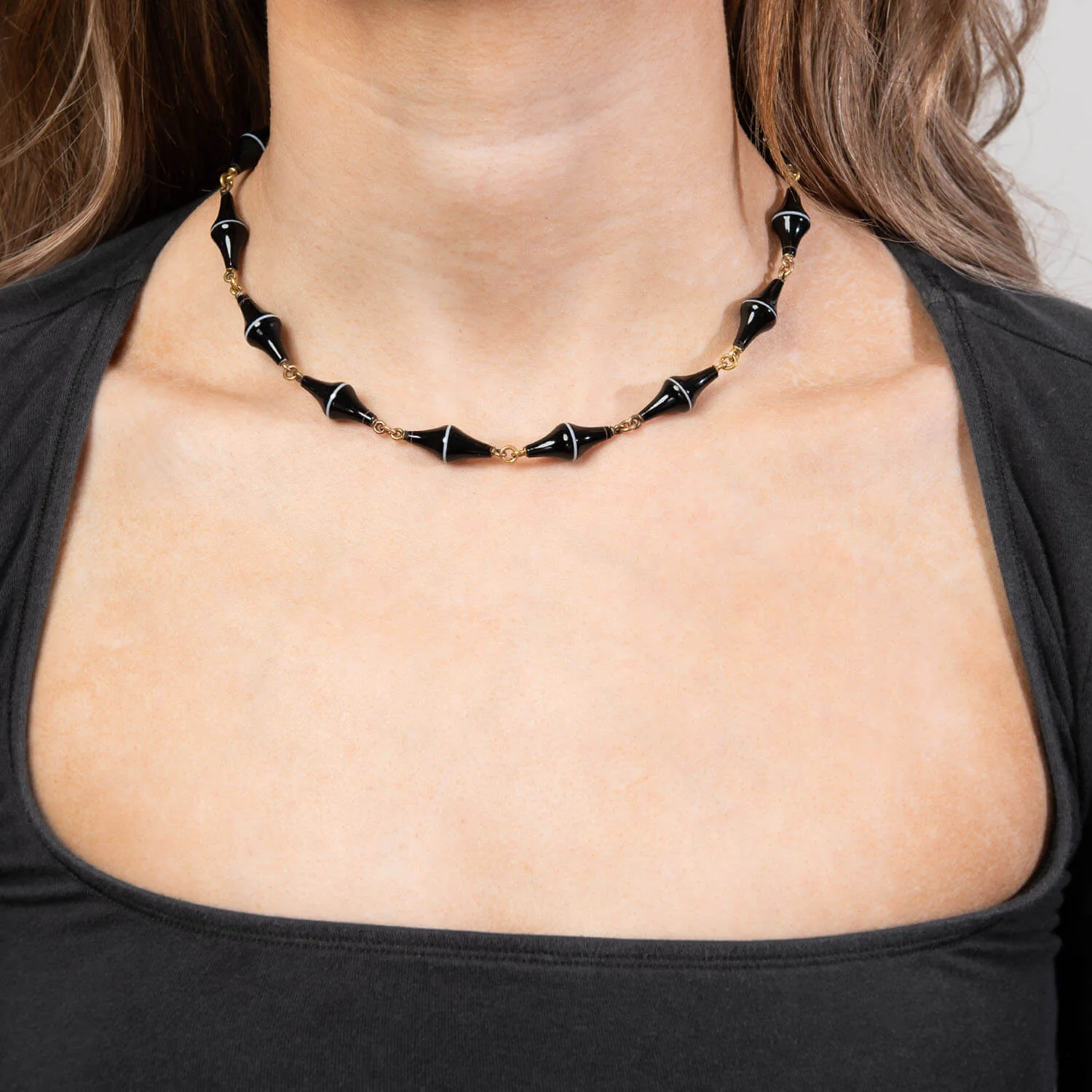 Victorian 14k Banded Agate Necklace 16" - Image 4
