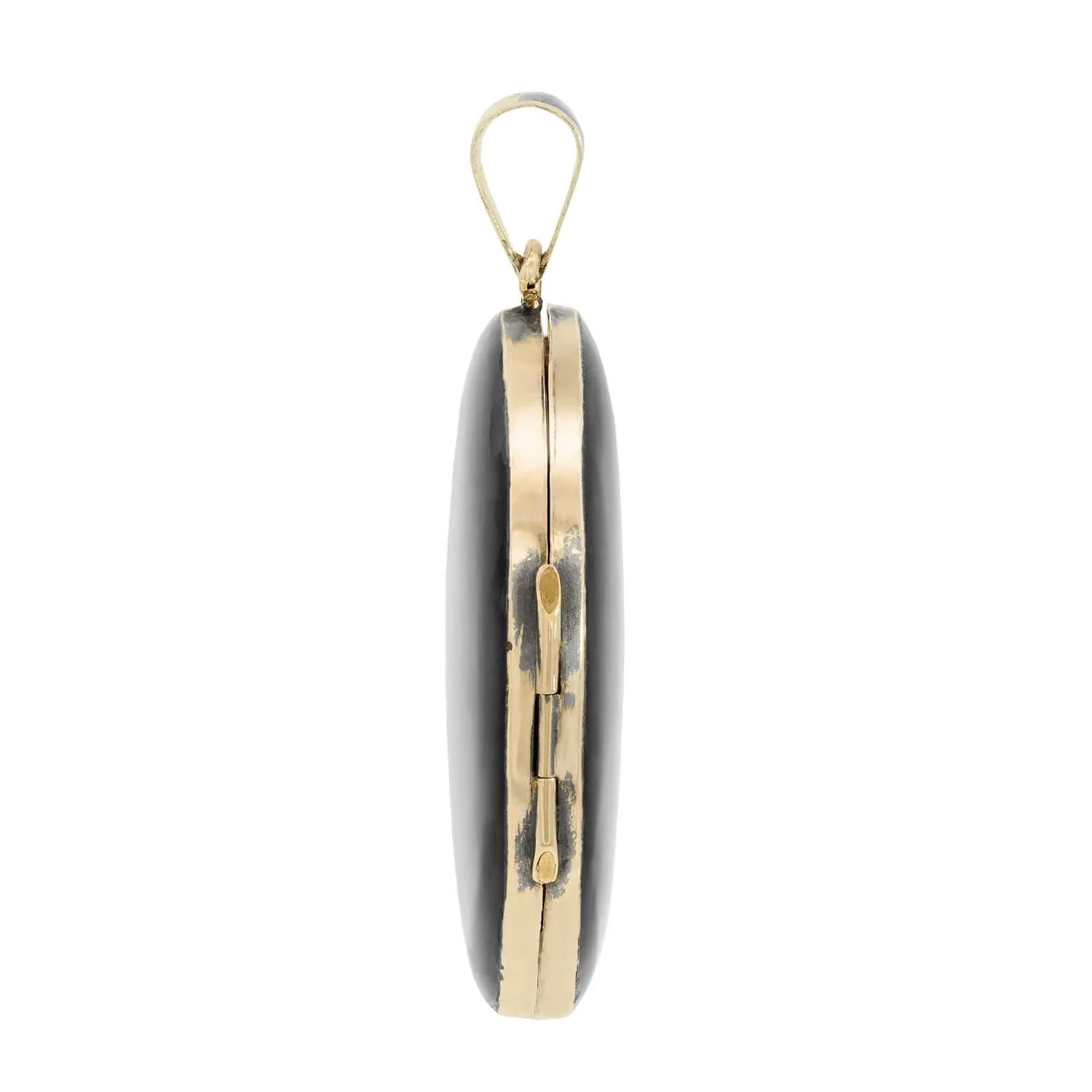 Victorian 14k Black Enamel Pendant Locket - Image 4