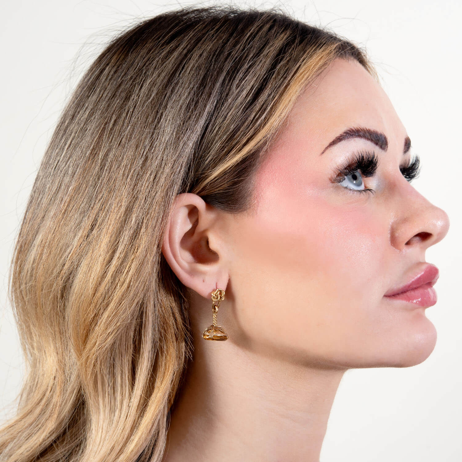 Victorian 14k Citrine Intaglio Earring - Image 5