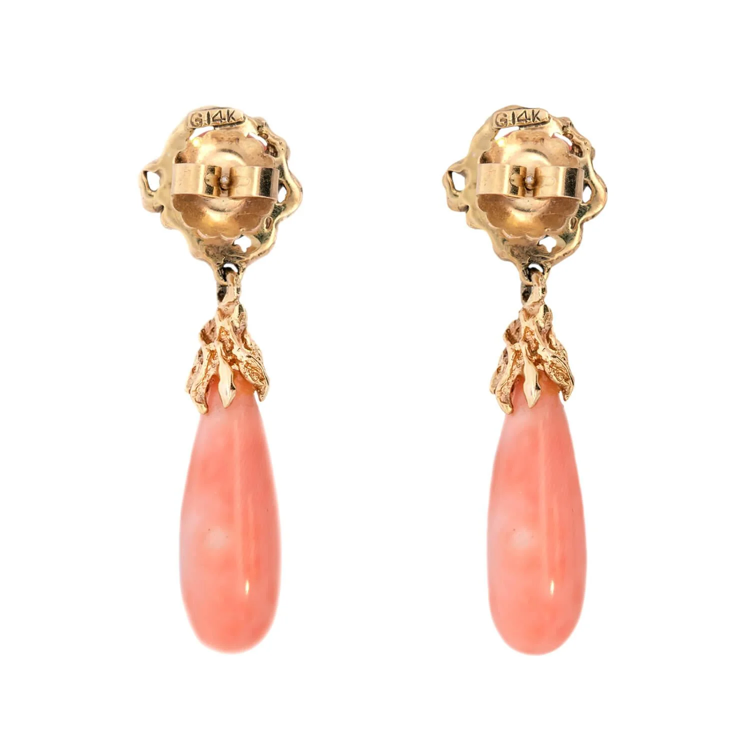 Victorian 14k Coral Drop Earrings - Image 3