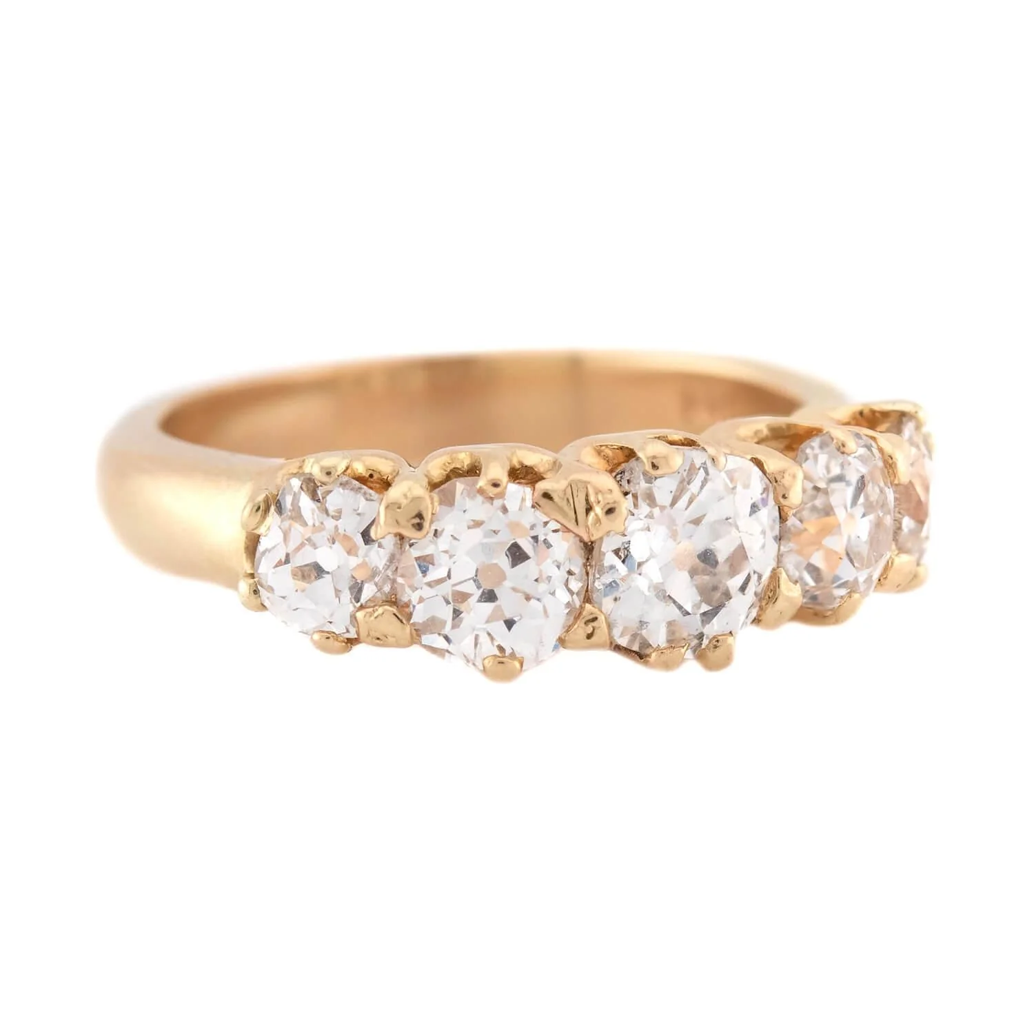Victorian 14k Diamond 5 Stone Engagement Ring - Image 2