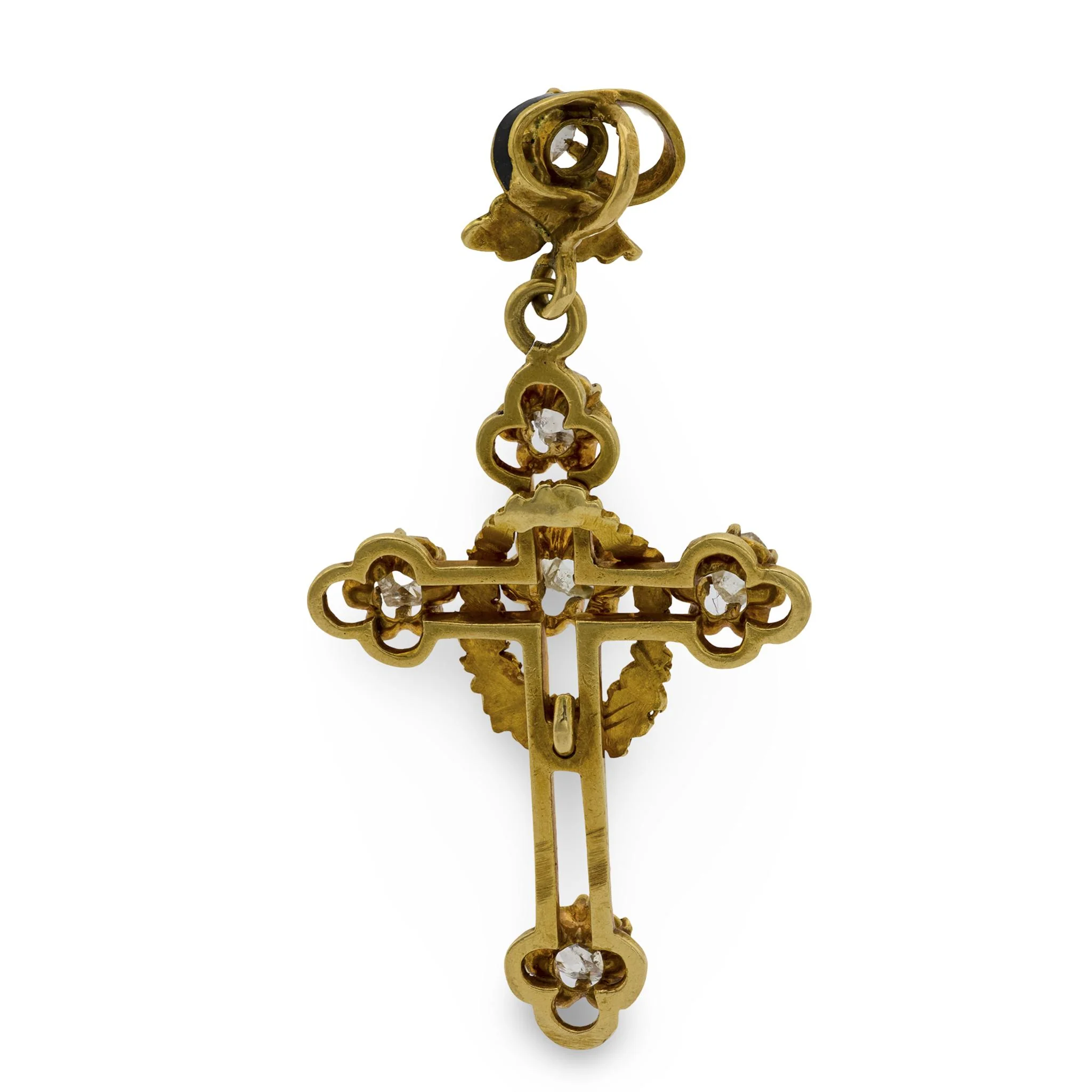 Victorian 14k Diamond and Enamel Cross Pendant/Charm - Image 4