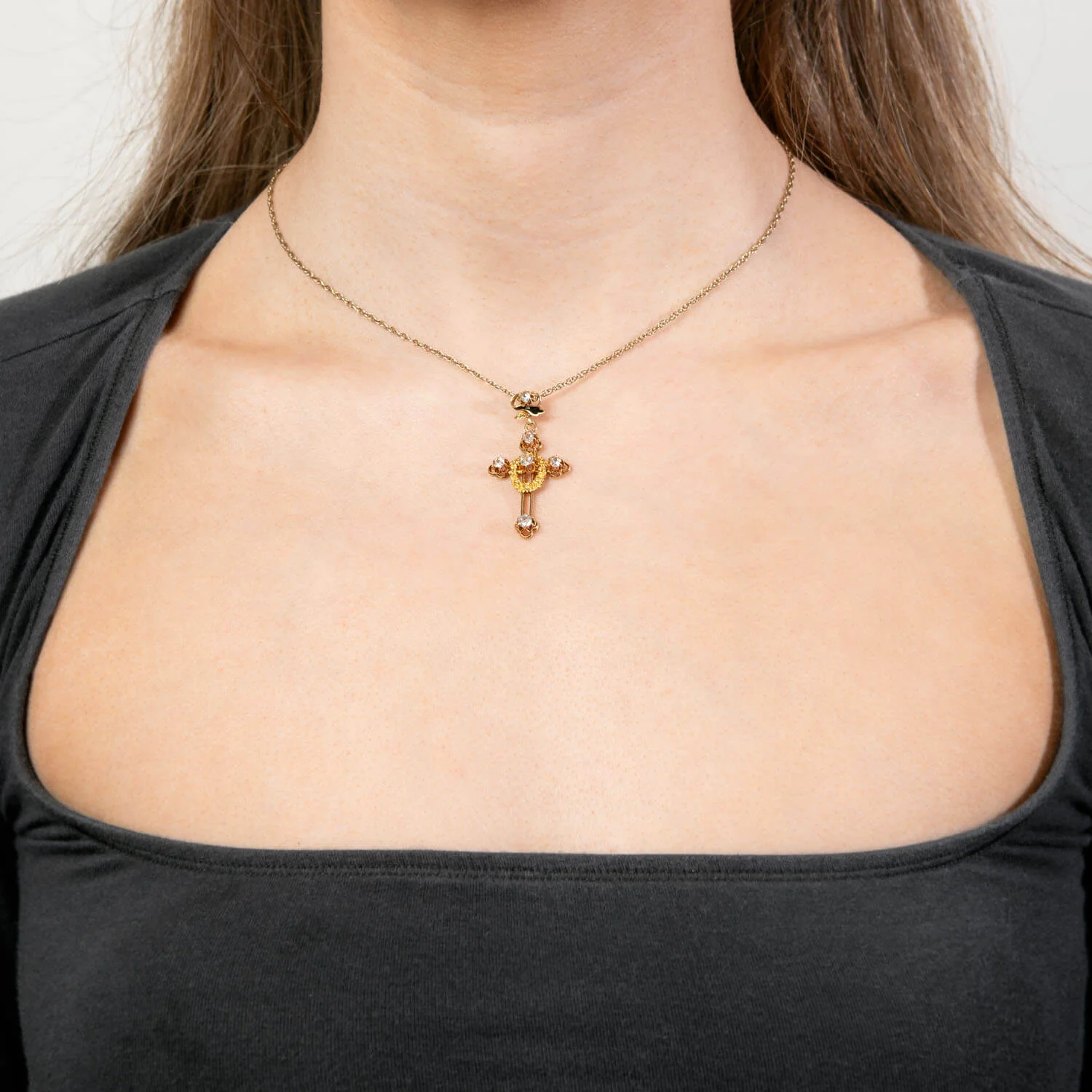 Victorian 14k Diamond and Enamel Cross Pendant/Charm - Image 6