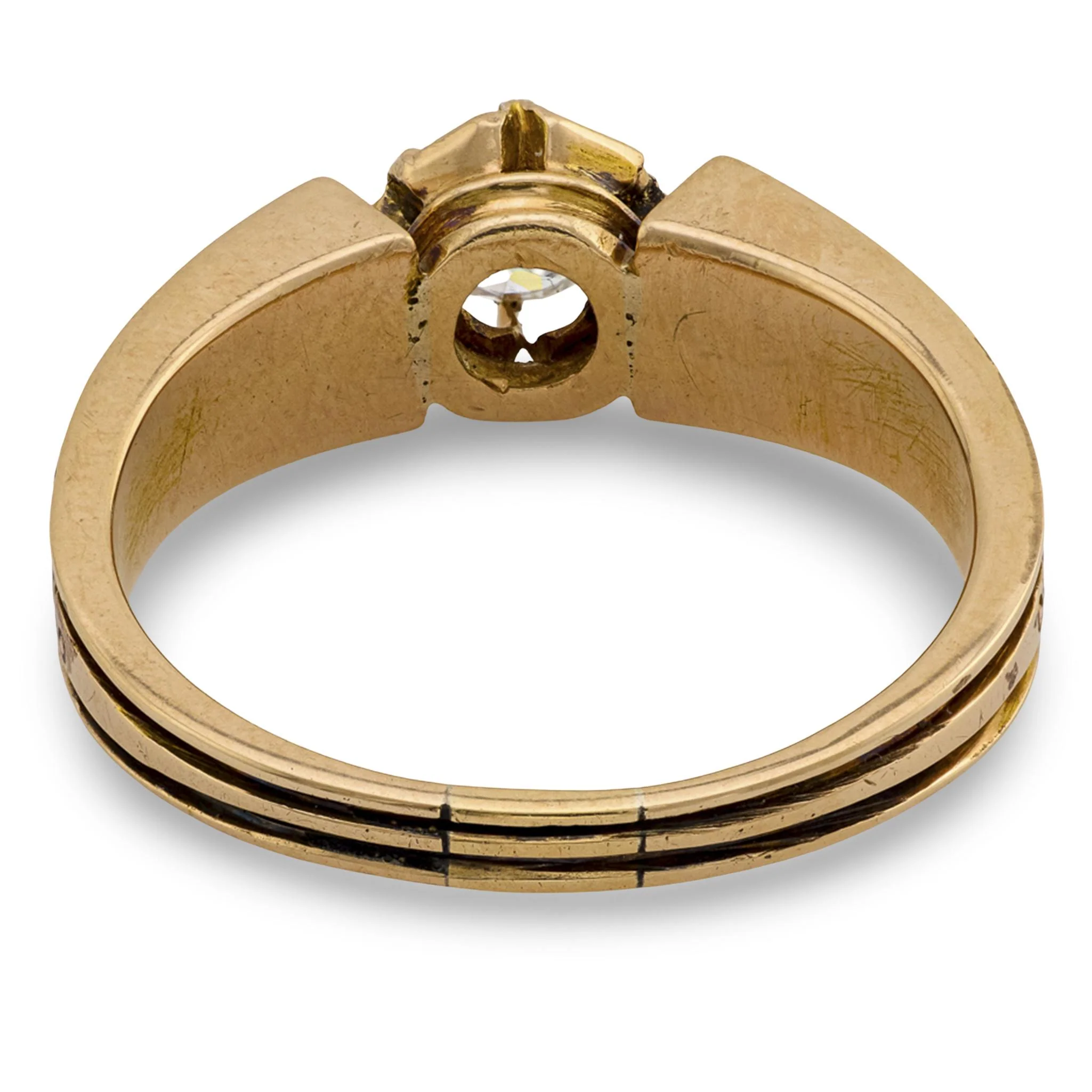 Victorian 14k Diamond and Enamel Engagement Ring .4ct - Image 5