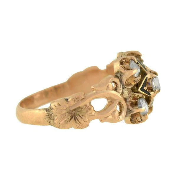 Victorian 14k Diamond and Tracery Enamel Ring - Image 3