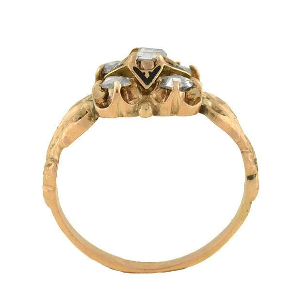 Victorian 14k Diamond and Tracery Enamel Ring - Image 5