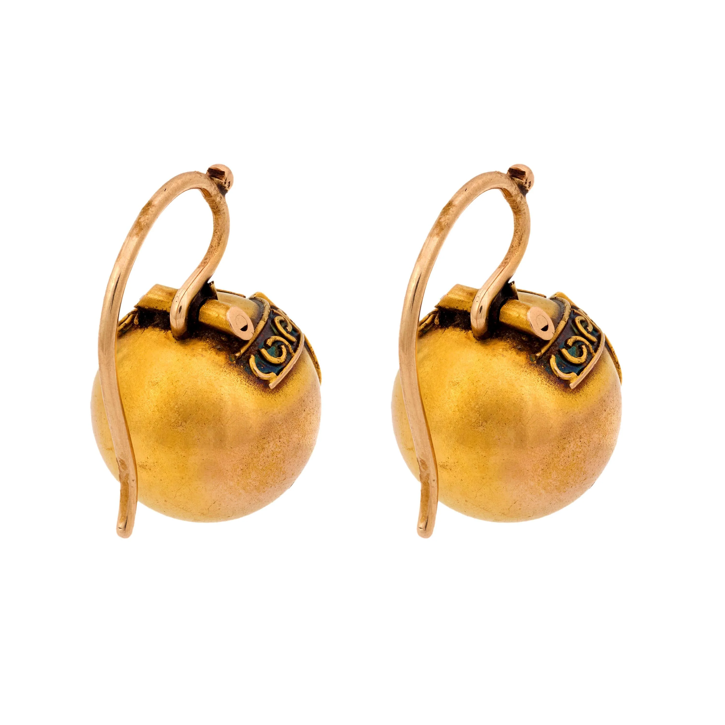 Victorian 14k Diamond Ball Earrings - Image 4
