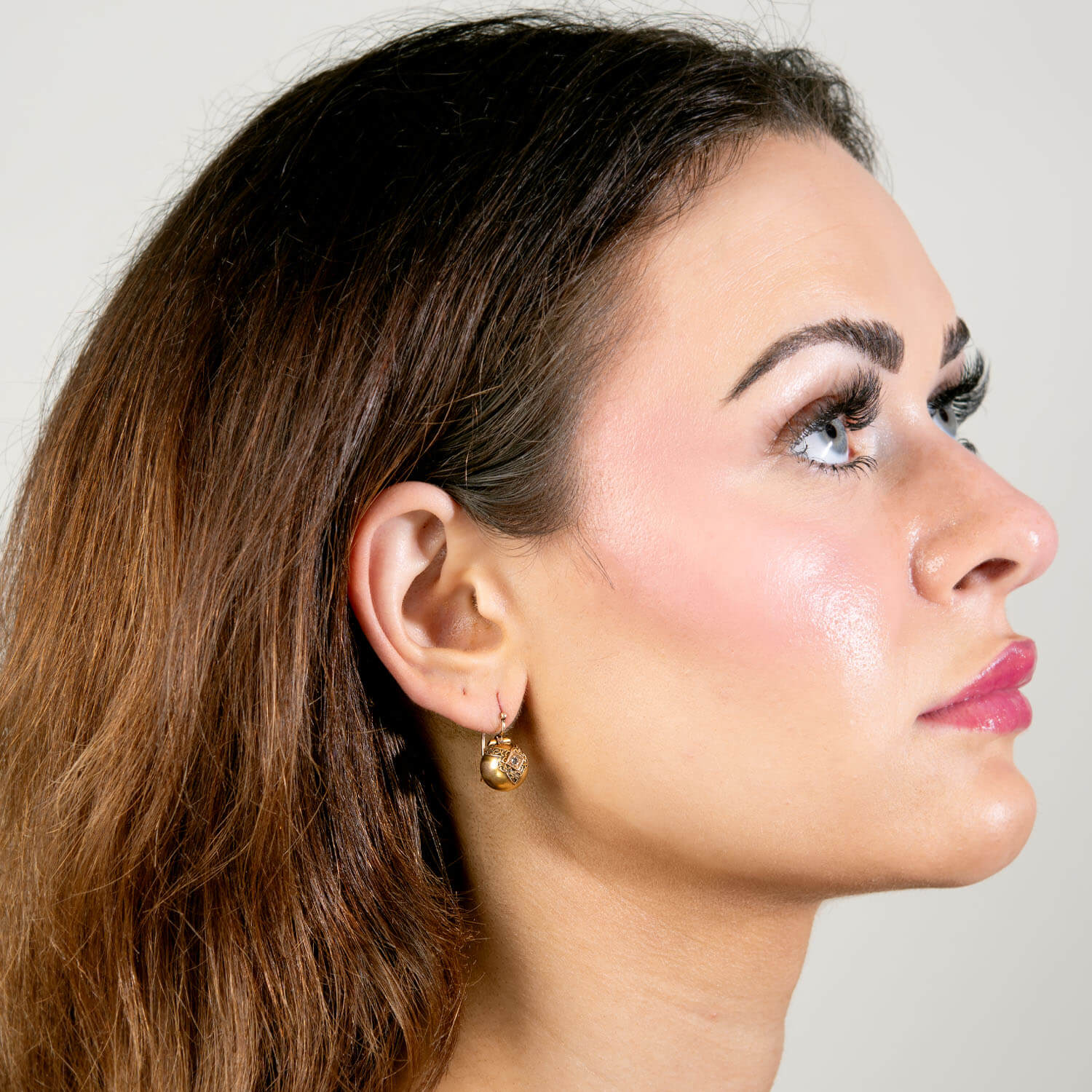 Victorian 14k Diamond Ball Earrings - Image 5