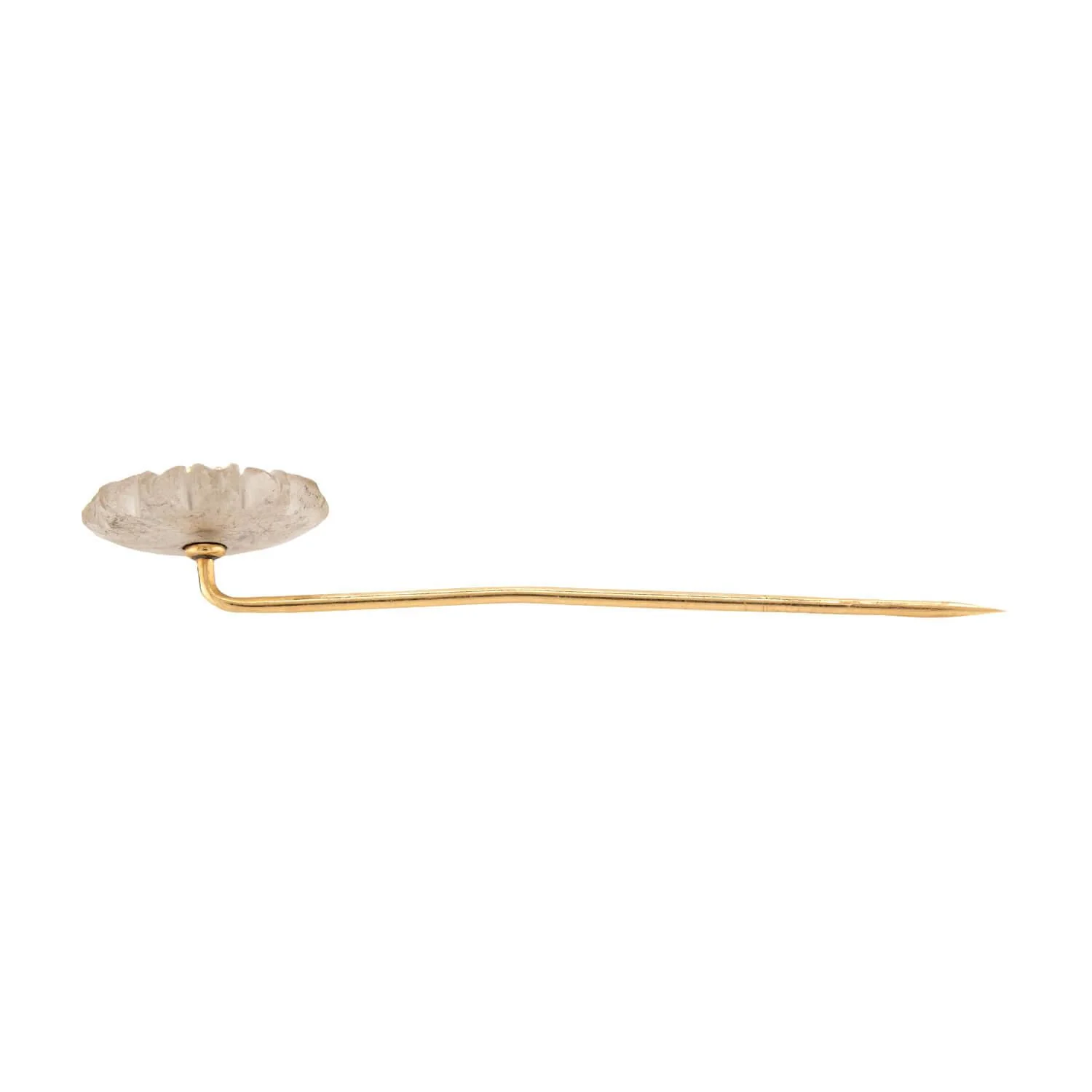 Victorian 14k Diamond & Camphor Glass Flower Stickpin - Image 2