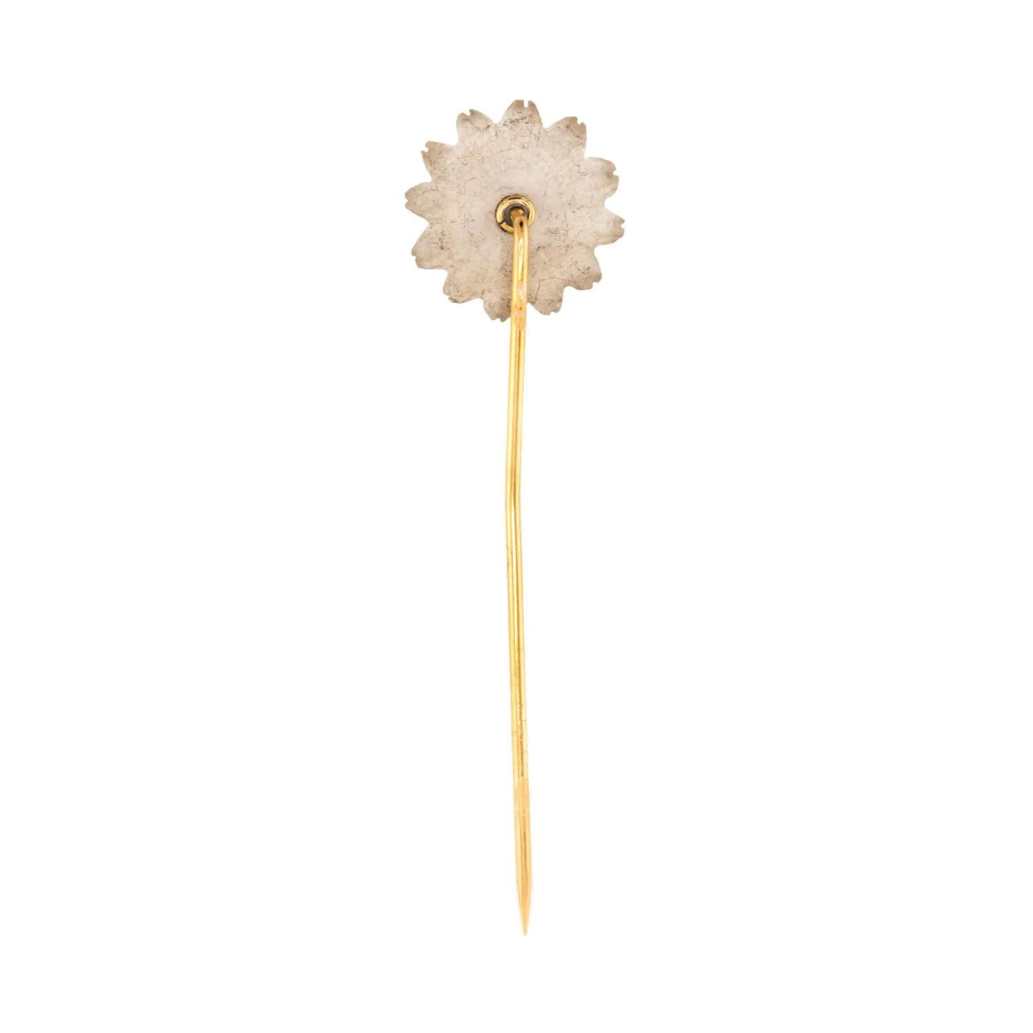 Victorian 14k Diamond & Camphor Glass Flower Stickpin - Image 3
