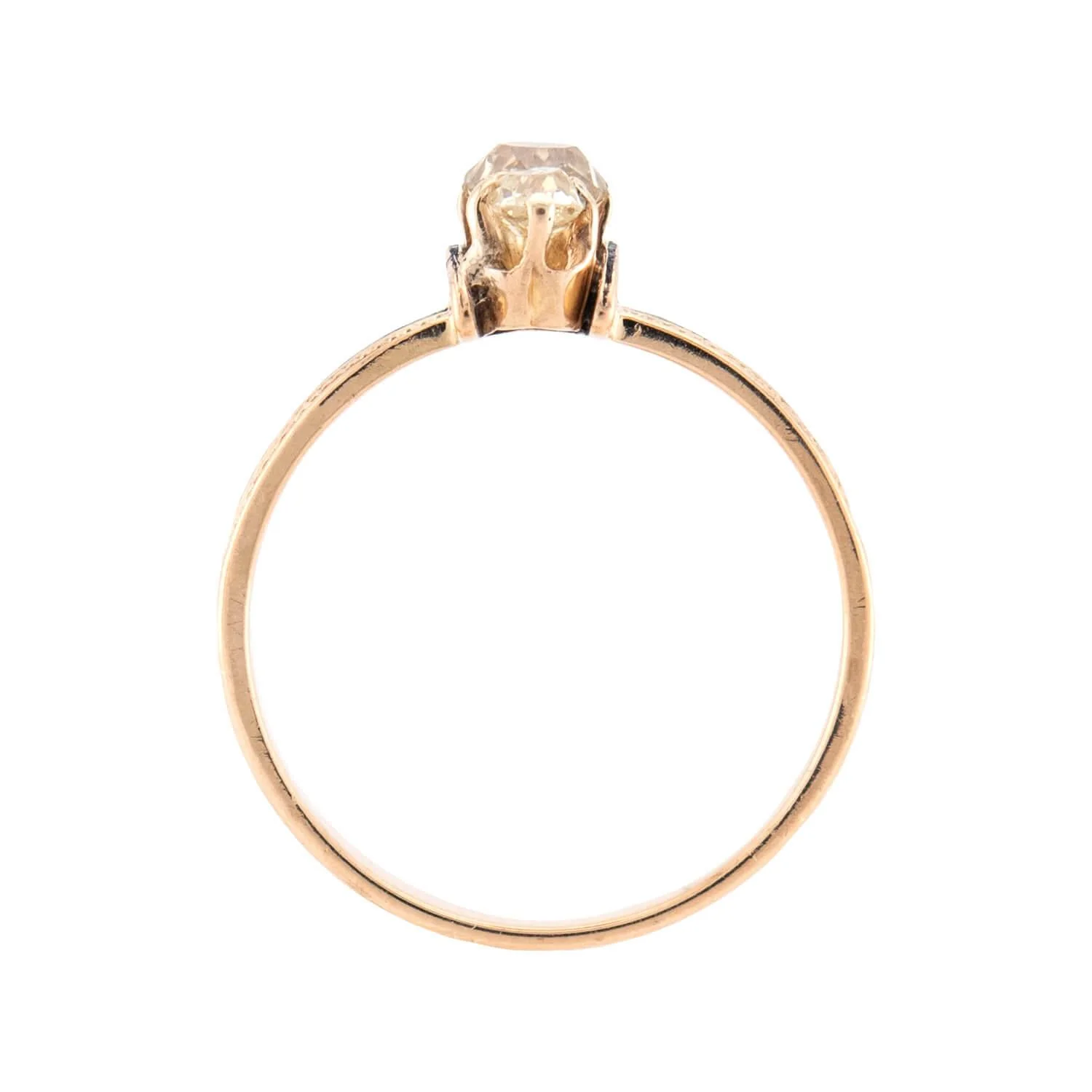 Victorian 14k Diamond & Enamel Navette Ring - Image 4