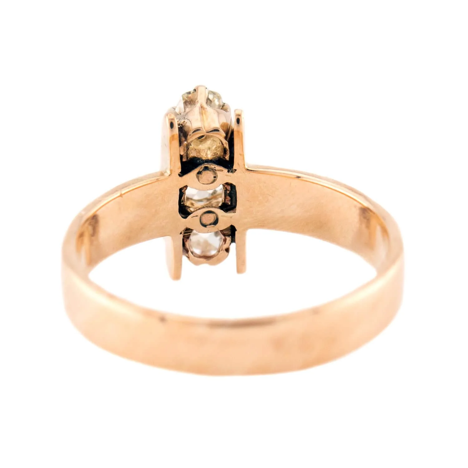 Victorian 14k Diamond & Enamel Navette Ring - Image 5