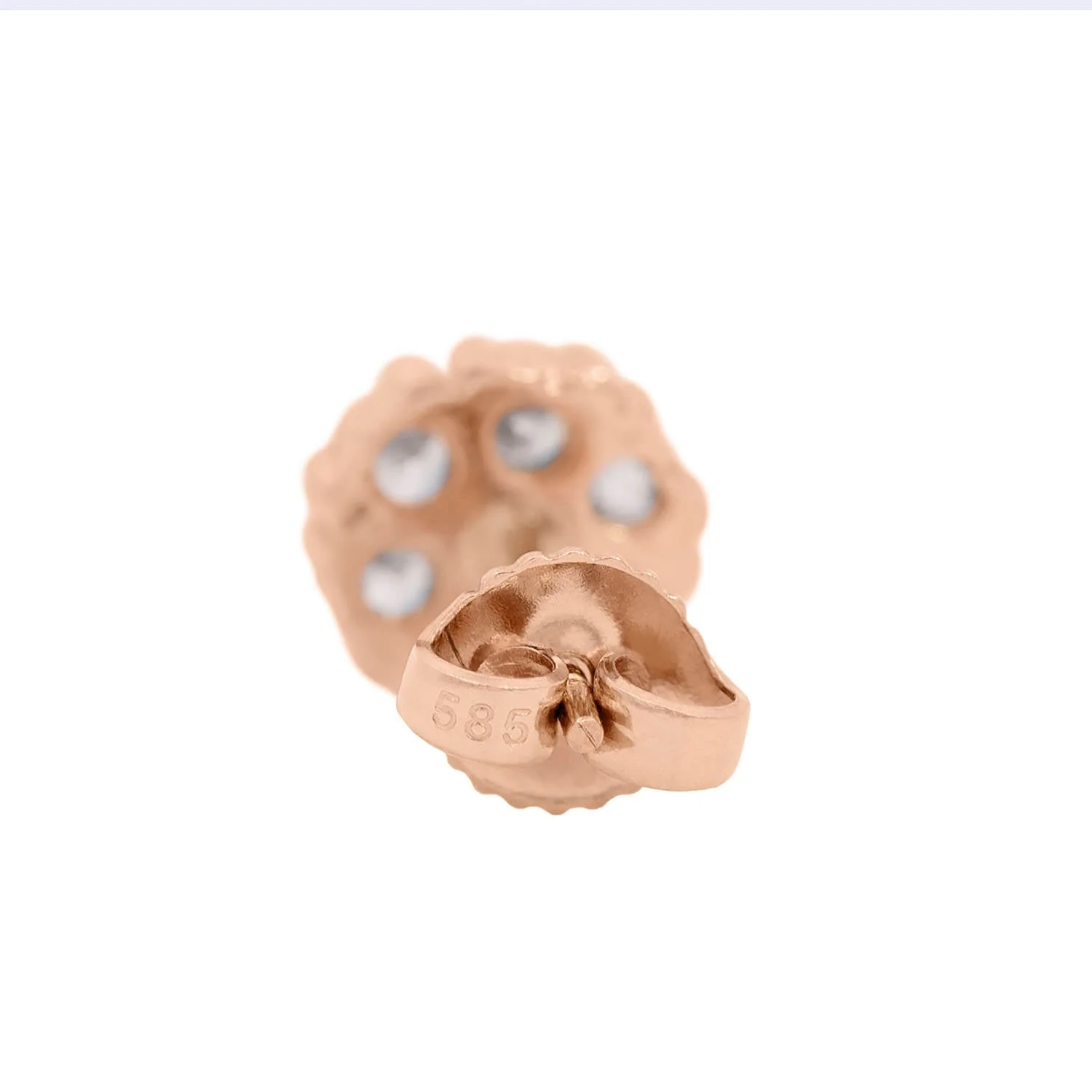 Victorian 14k Diamond Flower Cluster Stud Earrings 1ctw - Image 4
