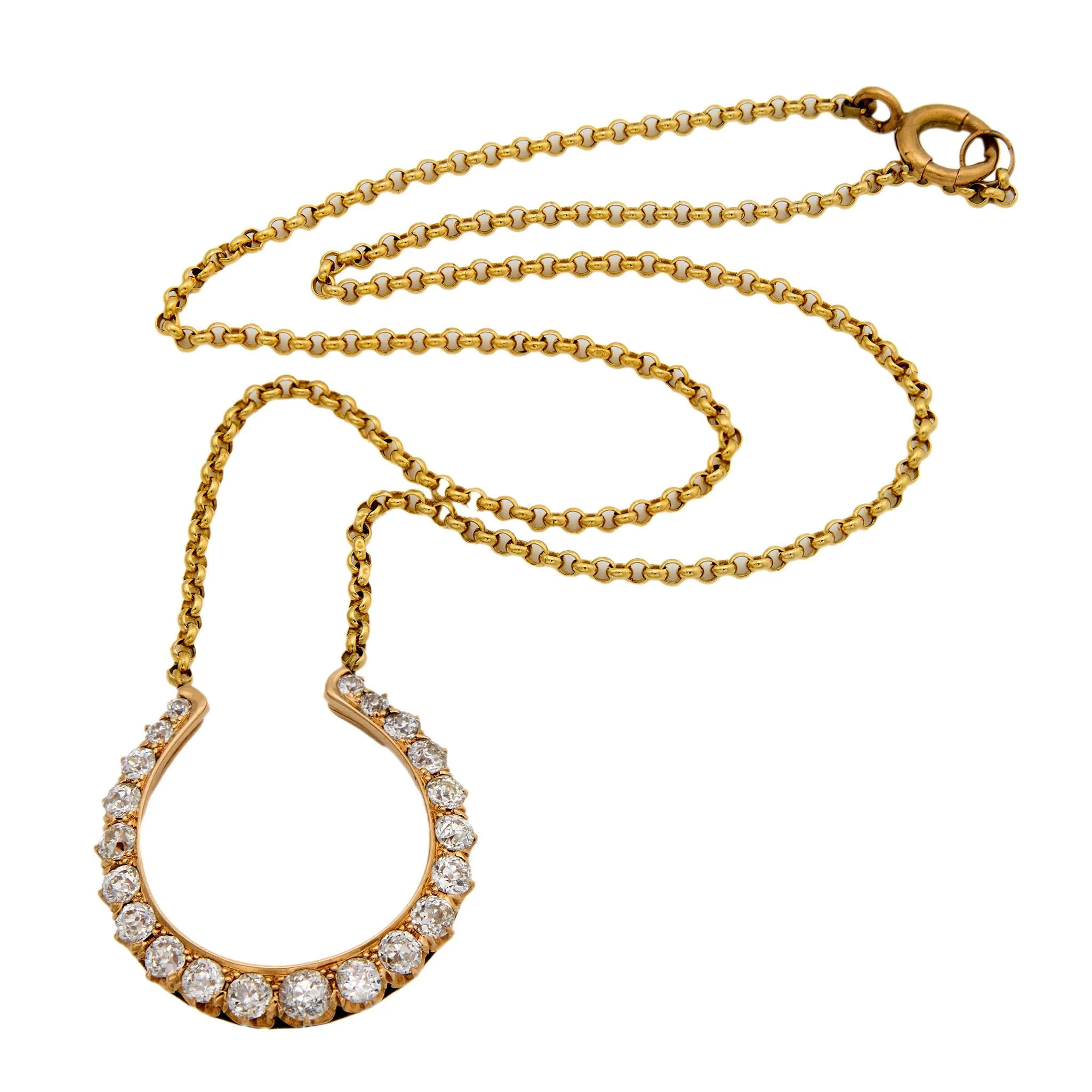 Victorian 14k Diamond Horseshoe Pendant - Image 2