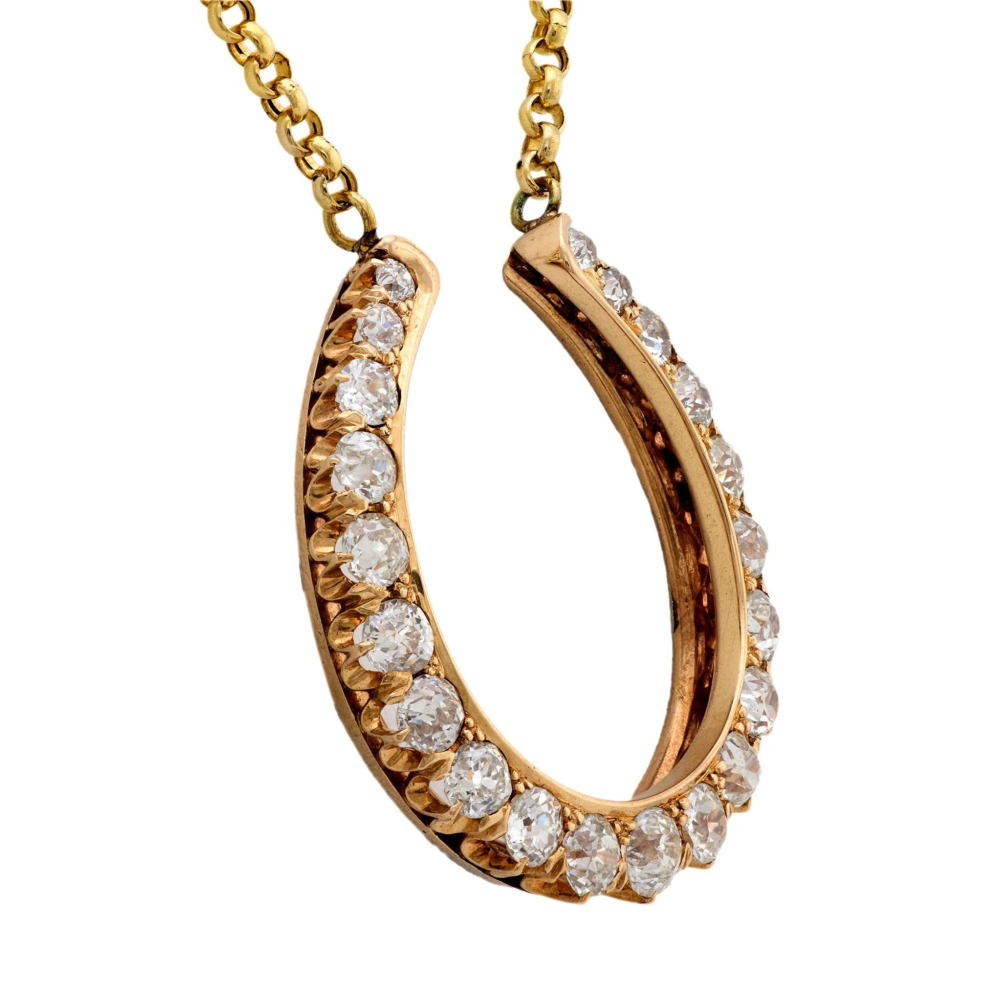 Victorian 14k Diamond Horseshoe Pendant - Image 3
