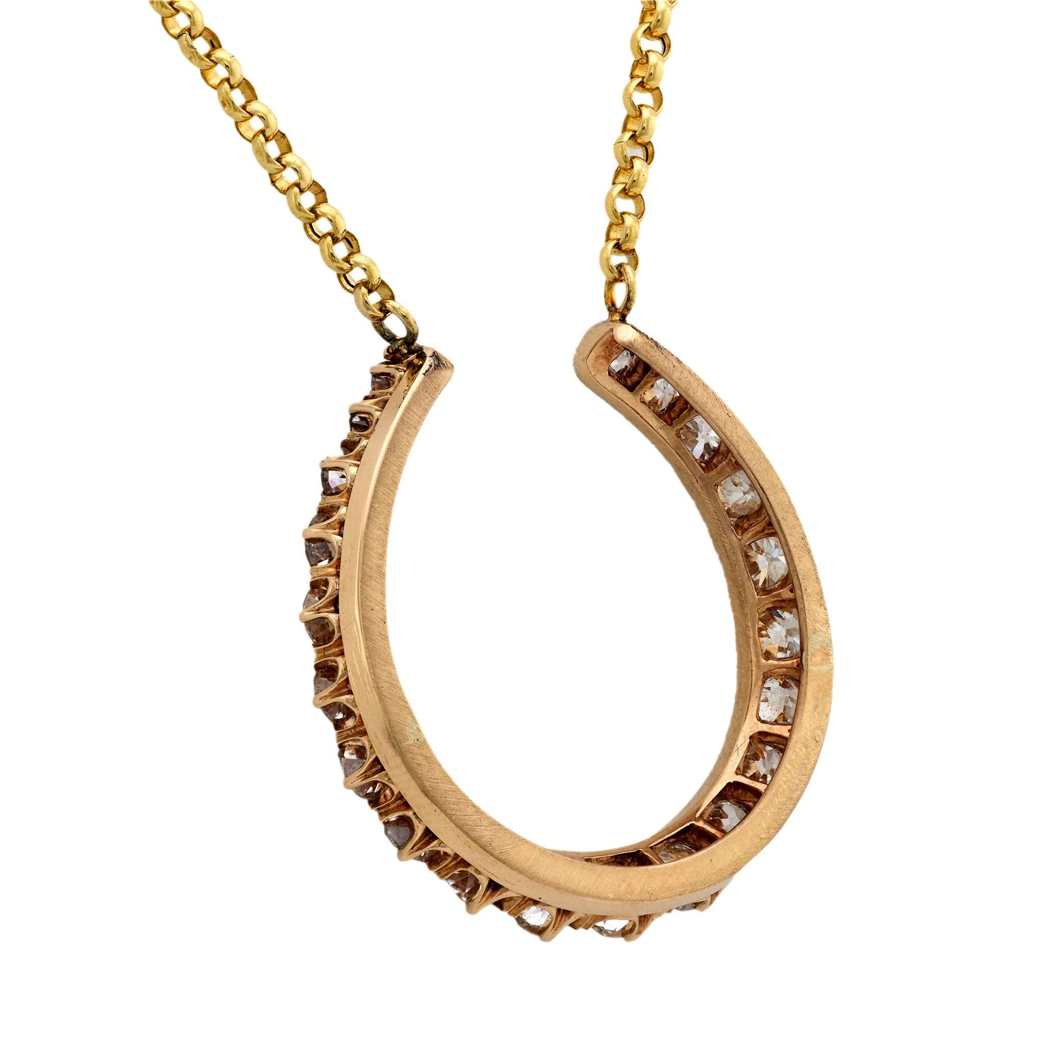 Victorian 14k Diamond Horseshoe Pendant - Image 4