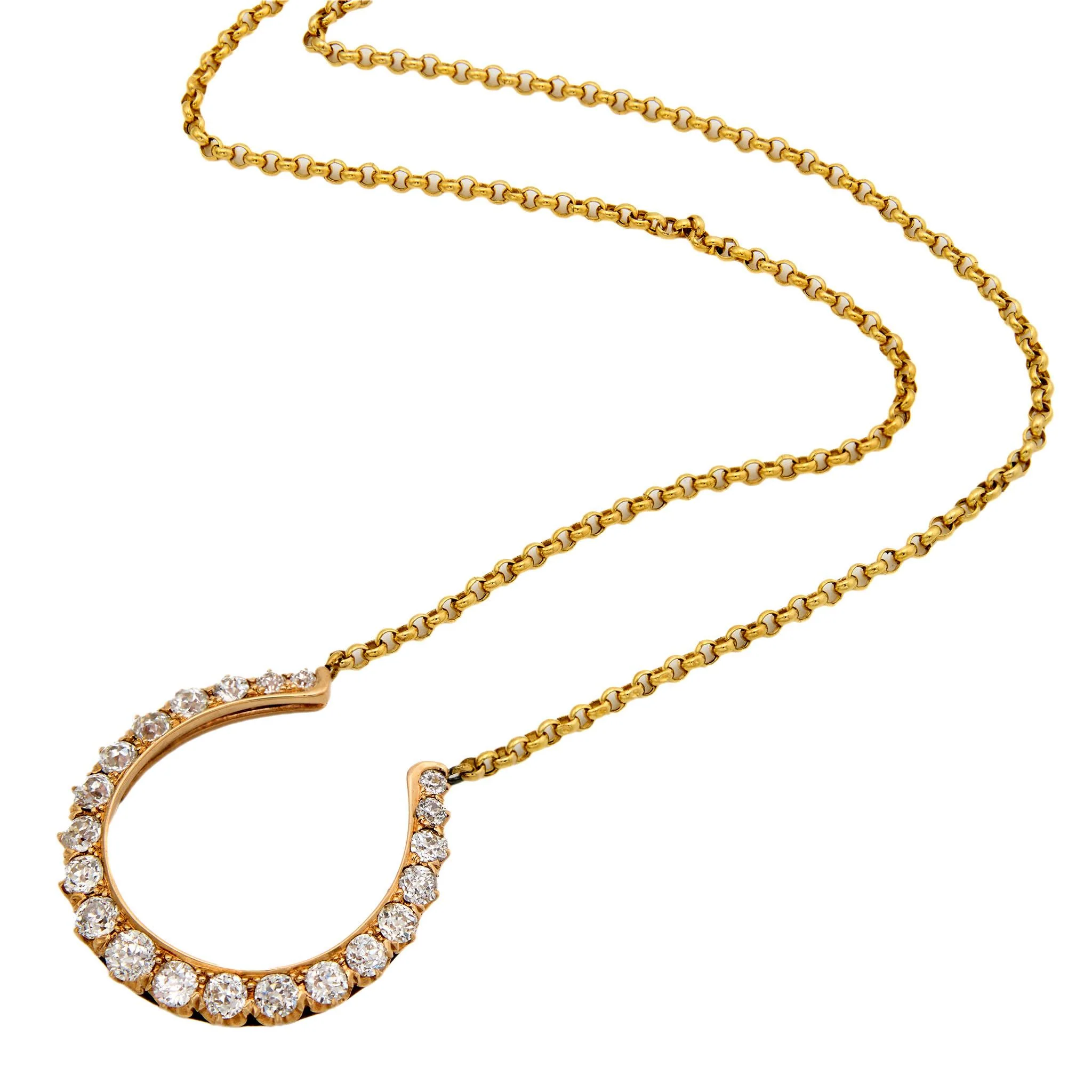 Victorian 14k Diamond Horseshoe Pendant - Image 5