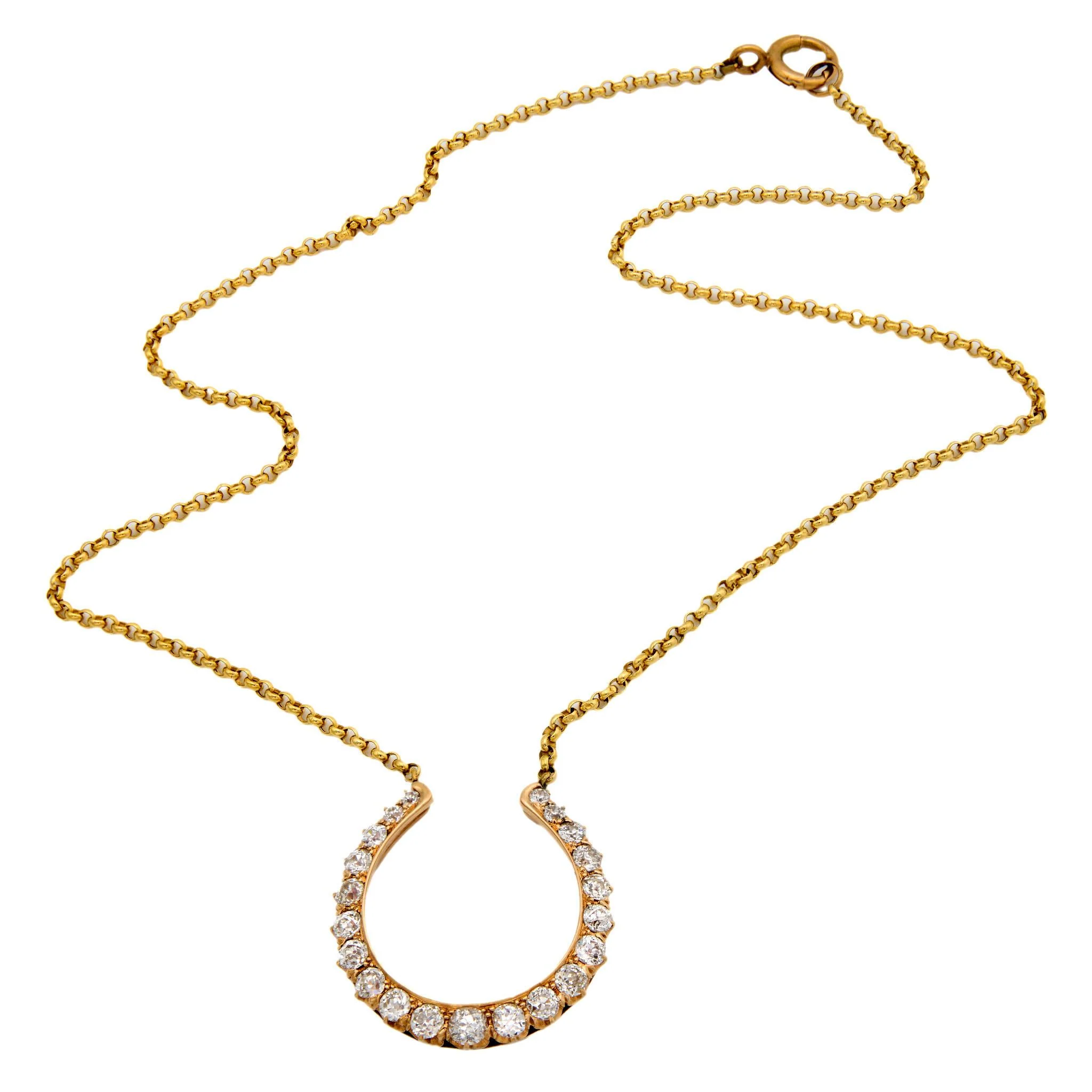Victorian 14k Diamond Horseshoe Pendant - Image 6