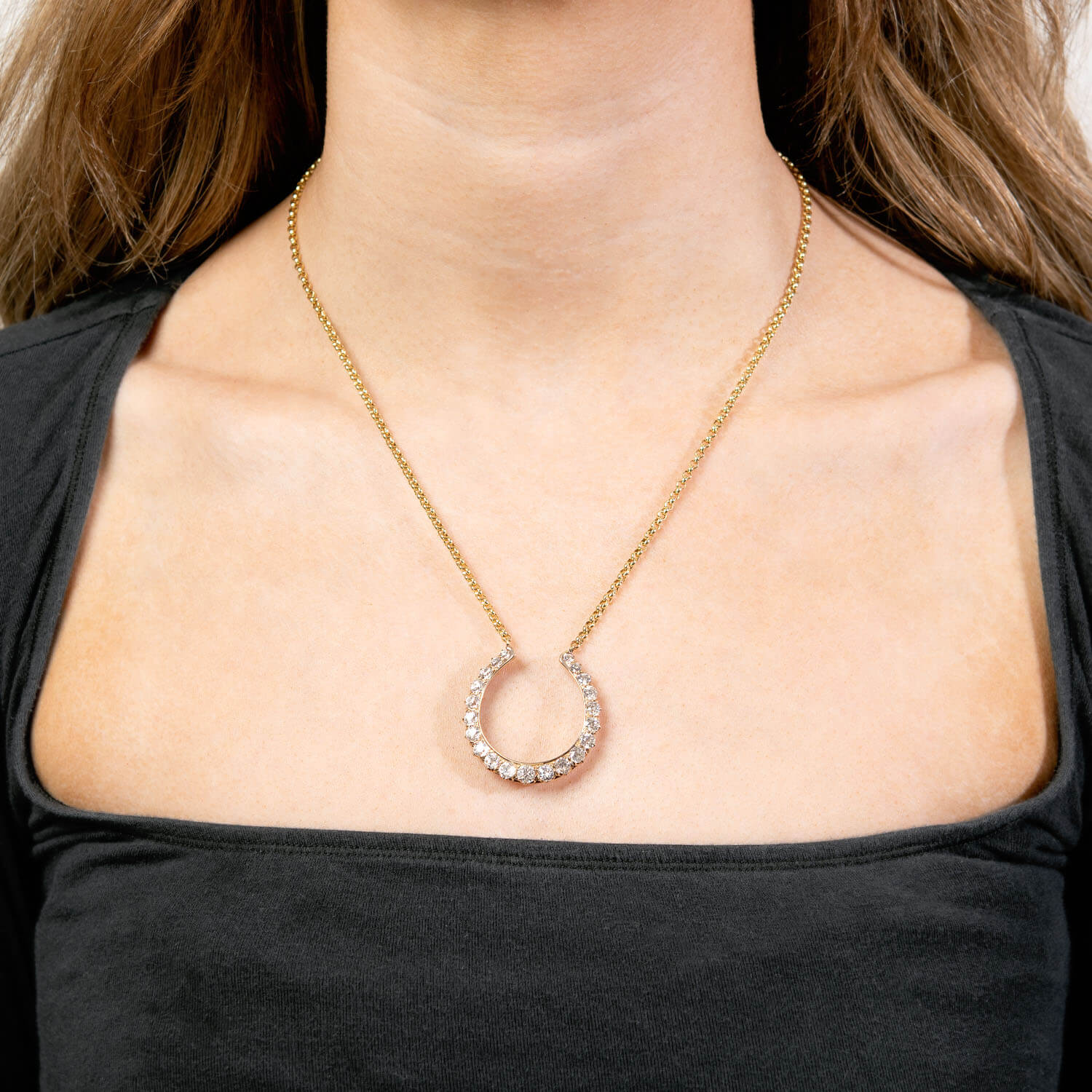 Victorian 14k Diamond Horseshoe Pendant - Image 7