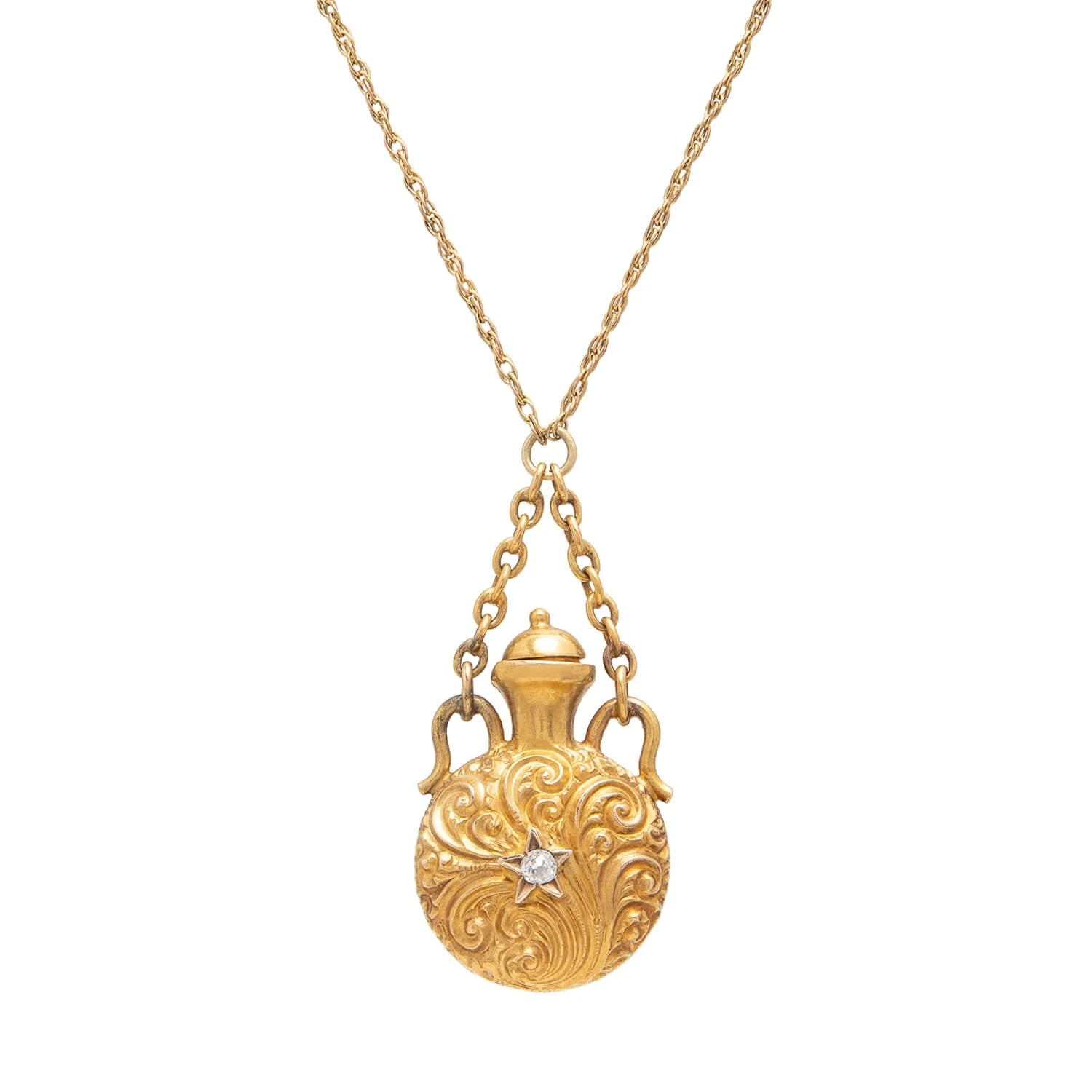 Victorian 15k Diamond Repoussé Vinaigrette Pendant