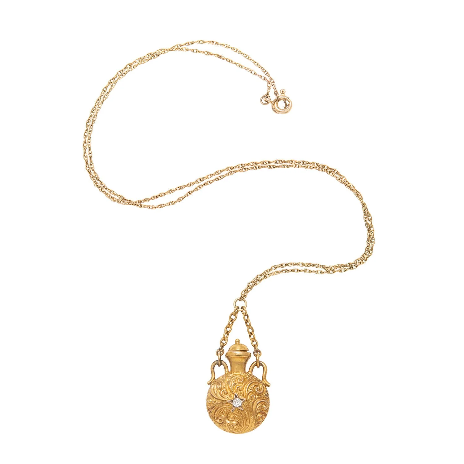 Victorian 15k Diamond Repoussé Vinaigrette Pendant - Image 2